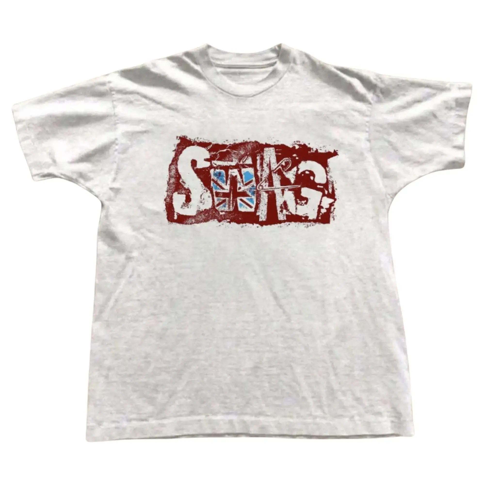 SWAG Union Jack Parody Graphic T-Shirt, Distressed Retro British Flag Punk Stencil Art Box Print, Unisex Heavyweight Streetwear Tee, Y2K Urban Outfit