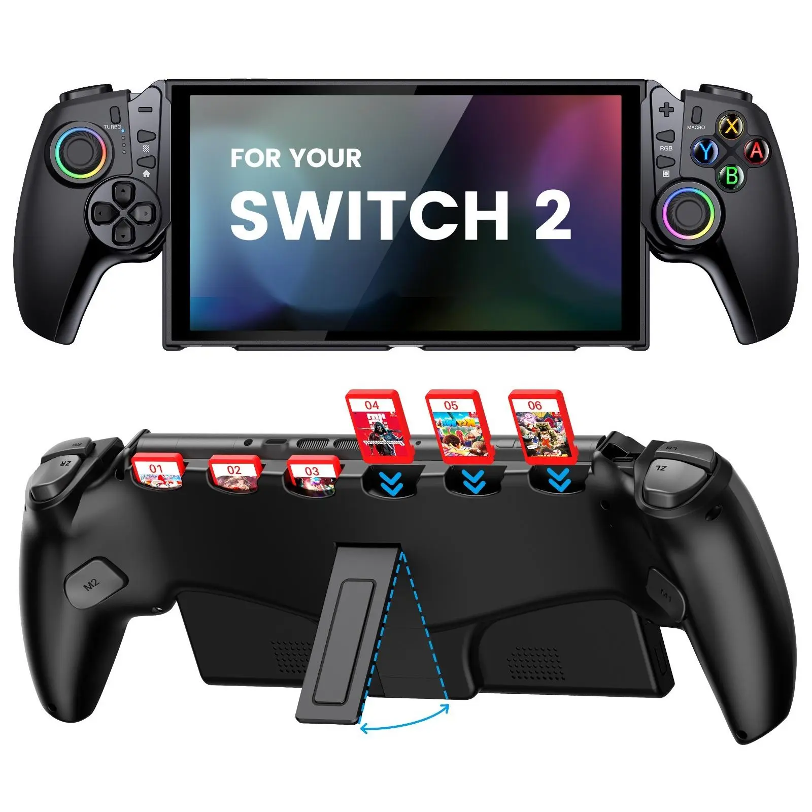 For Nontendo Switch 2 Controller for Switch 2 Console,Controller for Handheld Grip with Hall Effect Joystick,One-Piece Switch Joy-Cons 2 with Turbo/Programmable/6-Axis/Vibration
