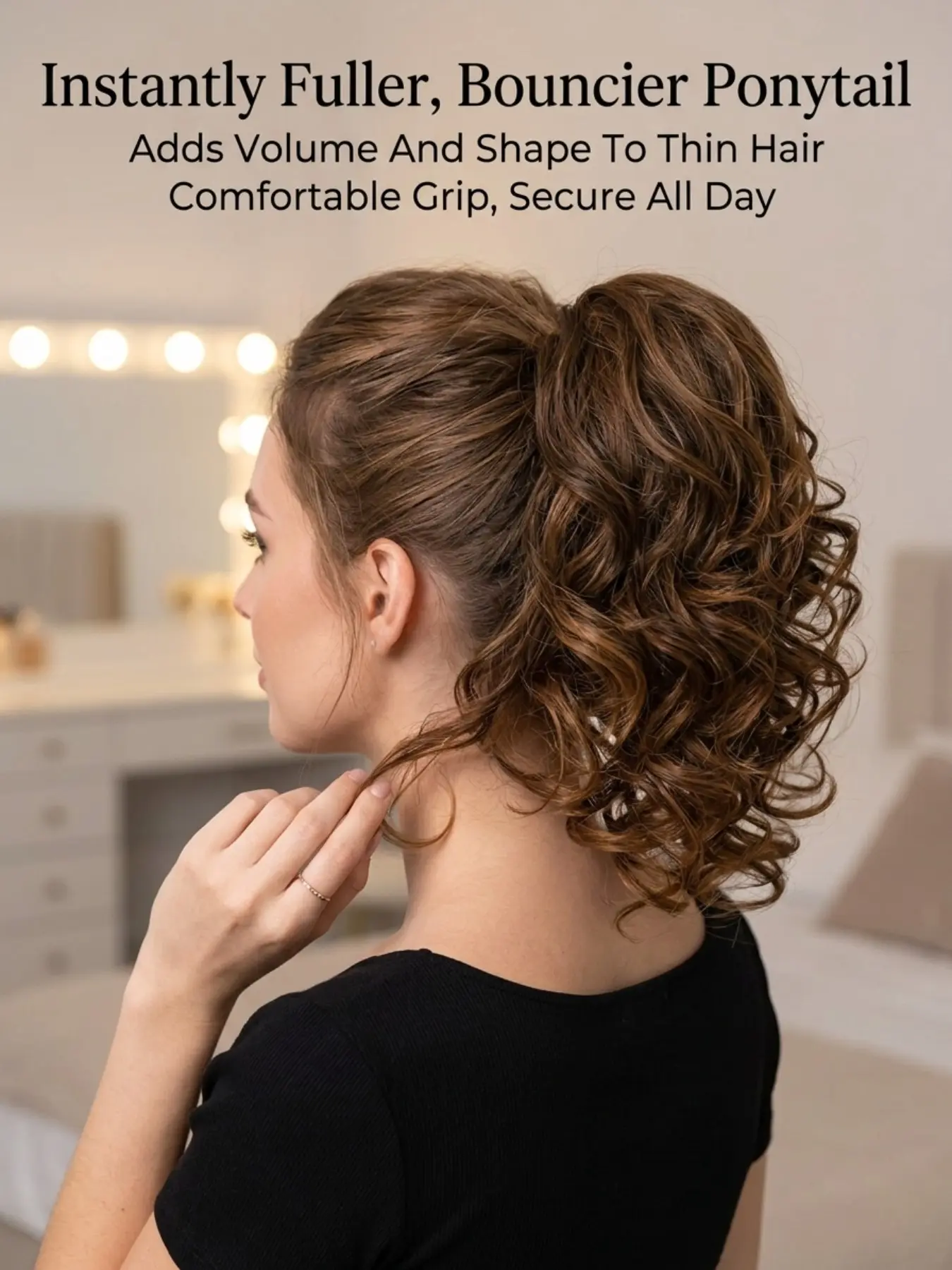 10 Inch Clip-In Wig, Adjustable Wavy Hairpiece, Chestnut, Butterfly Clip, Suitable for All Occasions, Pt197, Synthetic Hairpiece