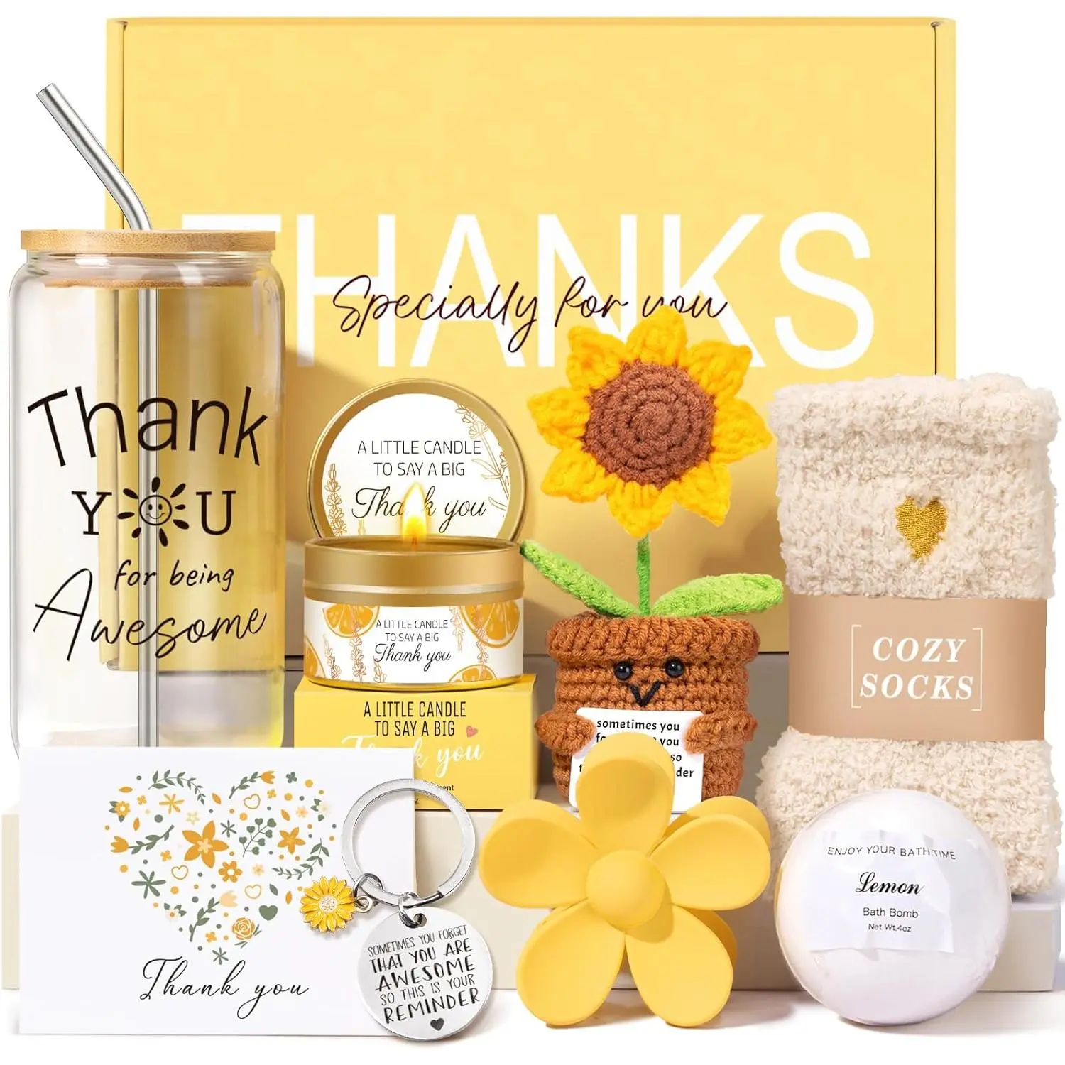 iAOVUEBY Teacher Appreciation Gifts, Thank You Gift with 16oz Thank You for Being Awesome Glass, Employee Appreciation Gift Basket for Coworkers Female Teacher Dental Assistant Secretary Principal