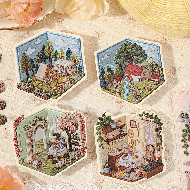 4-in-1 3D Scene Sticker Book Set |   Immersive Layered DIY Kit for Aesthetic Journaling & Scrapbooking