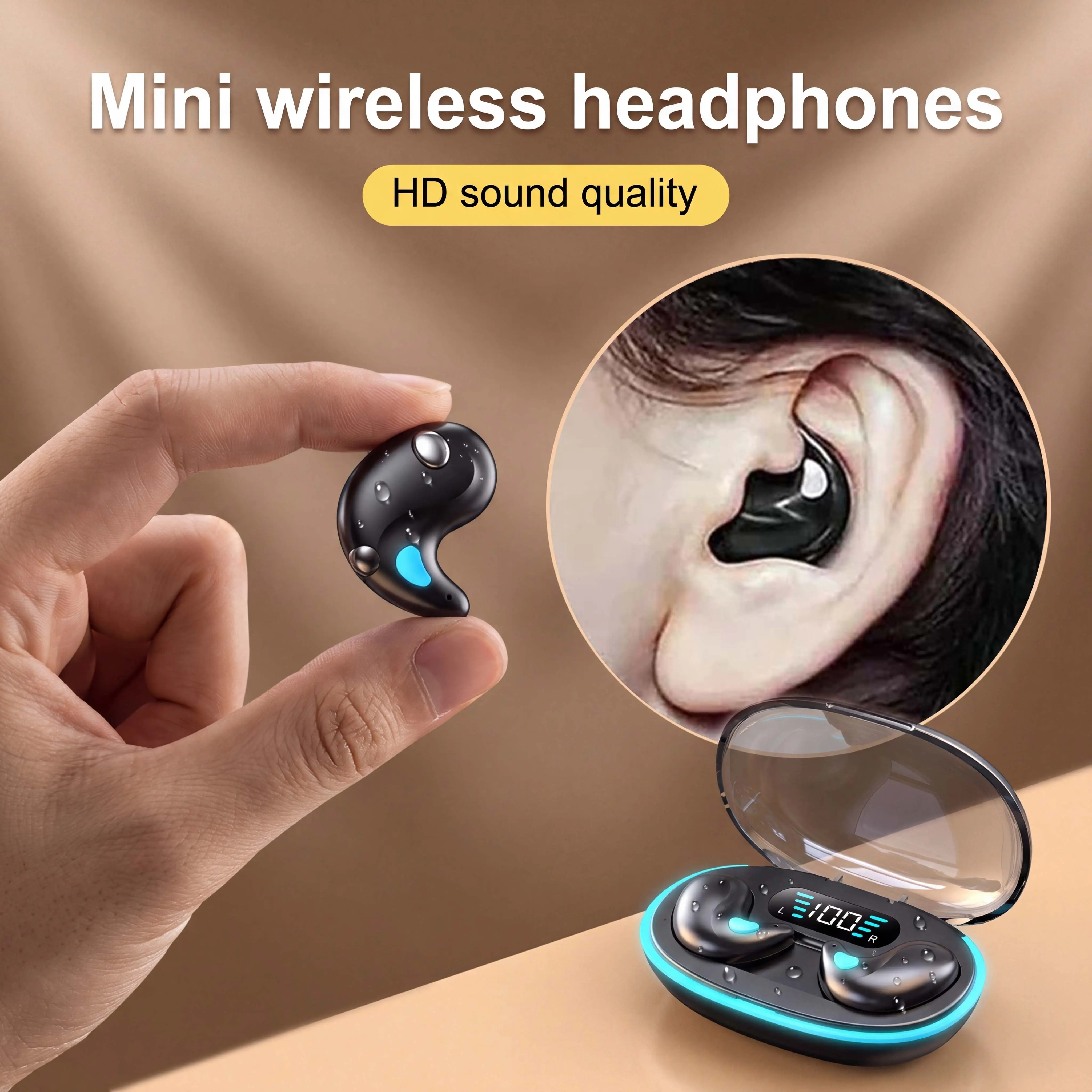 Mini Invisible Headphones Bluetooth 5.4 True Wireless In-Ear Earphones sport Audio Earbud audifonos bluetooth wireless headphones gamingheadset，in ears for singers, headphone aesthetic, 8d sounds headphones, nap pods, performance earpiece