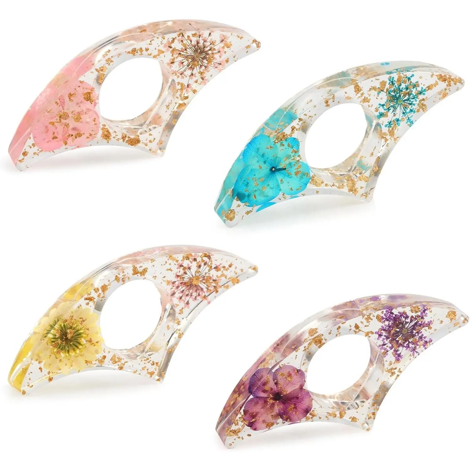 4 count Thumb Book Page Holder, Dried Flower  Book Opener Holder Finger Ring Opener Bookmark, Reading Accessories for Bookworms Teachers Students Reading Lovers