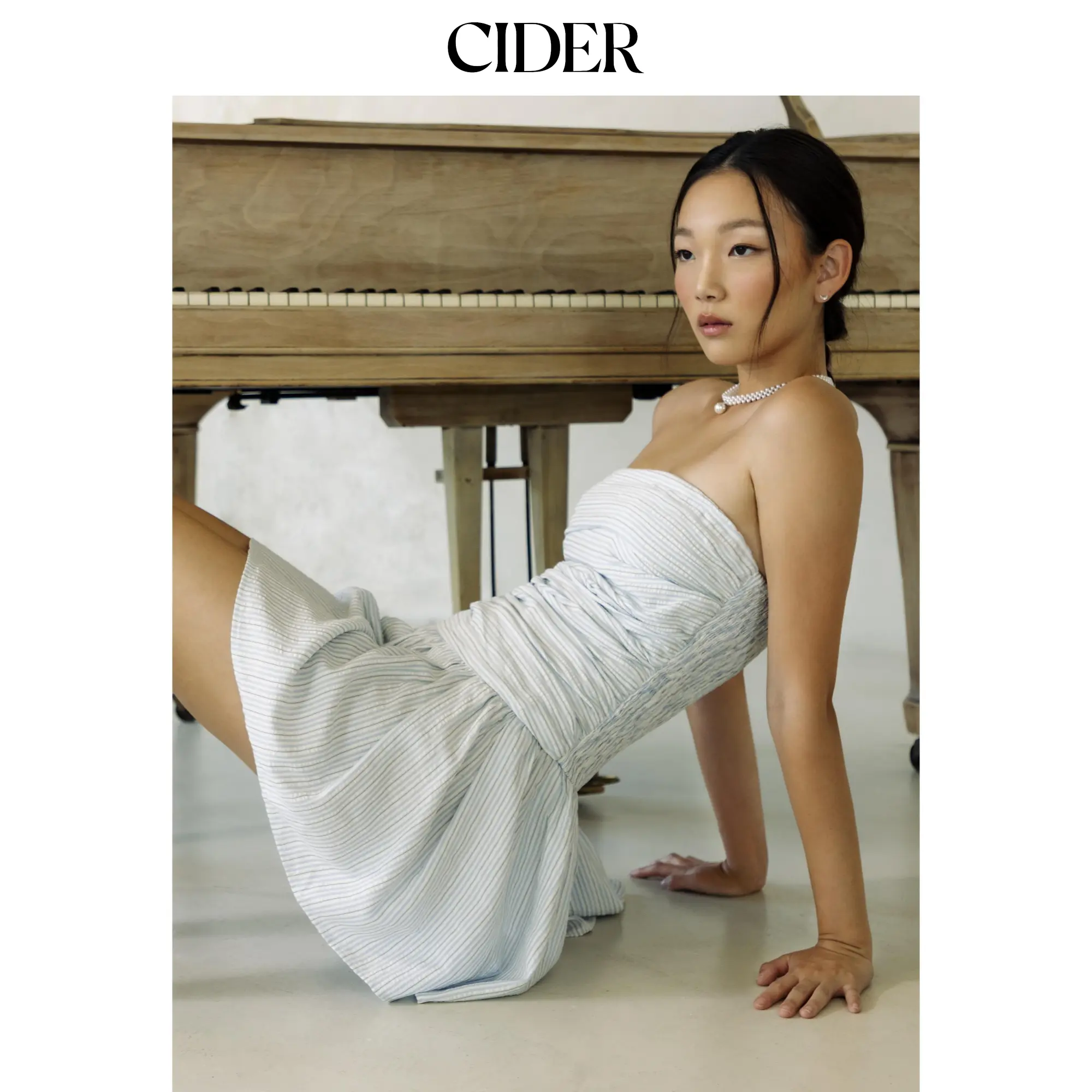 Cider [2 colors, size 0-10] Strapless Striped Shirred Ruched Tube Mini Dress SummerFinds