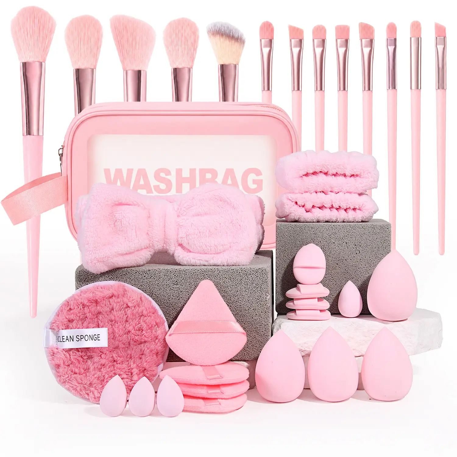 61pcs All in One Makeup Skincare Tool Set, Makeup Tool Kit, Makeup Brushes, Beauty Blender Sponges, Reusable Puffs, Spa Accessories
