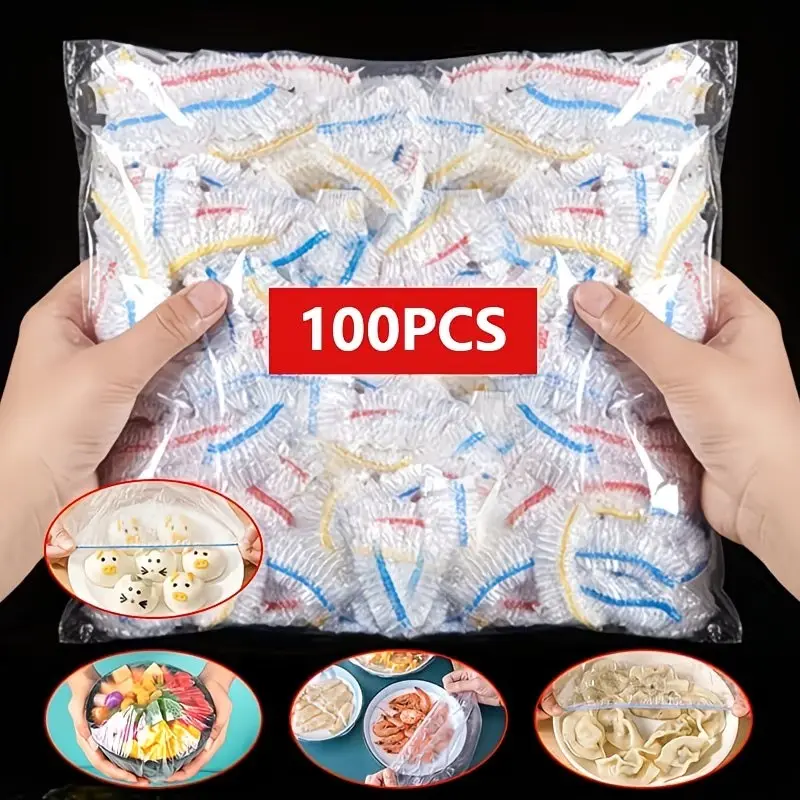Colorful Stretch Cling Film Wrap 100pcs, Food Grade Plastic Wrap for Kitchen, Multi Color Disposable Wrap Film, Fresh Keeping