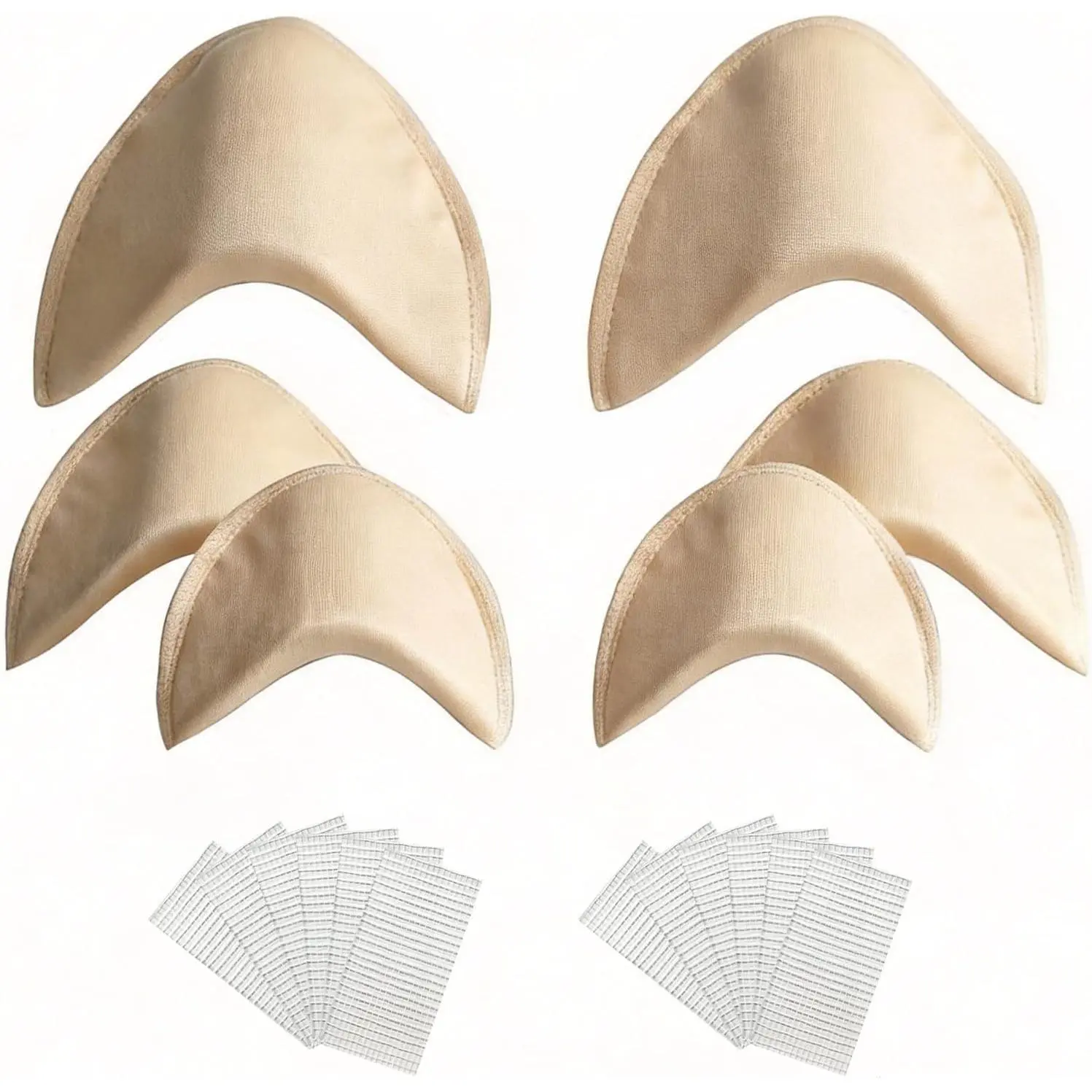 Women's Comfortable Smooth Soft Foam No-Sew Removable Shoulder Pads - 3 Pairs (2 Small + 1 Large), Lightweight Fabric, Casual Fashion Everyday Use, Matching Dresses & Blazers, Natural Look