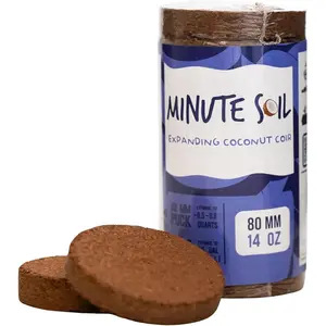 Minute Soil - Compressed Coco Coir Fiber Grow Medium 80mm x 15mm - 14 oz (1 Pack)