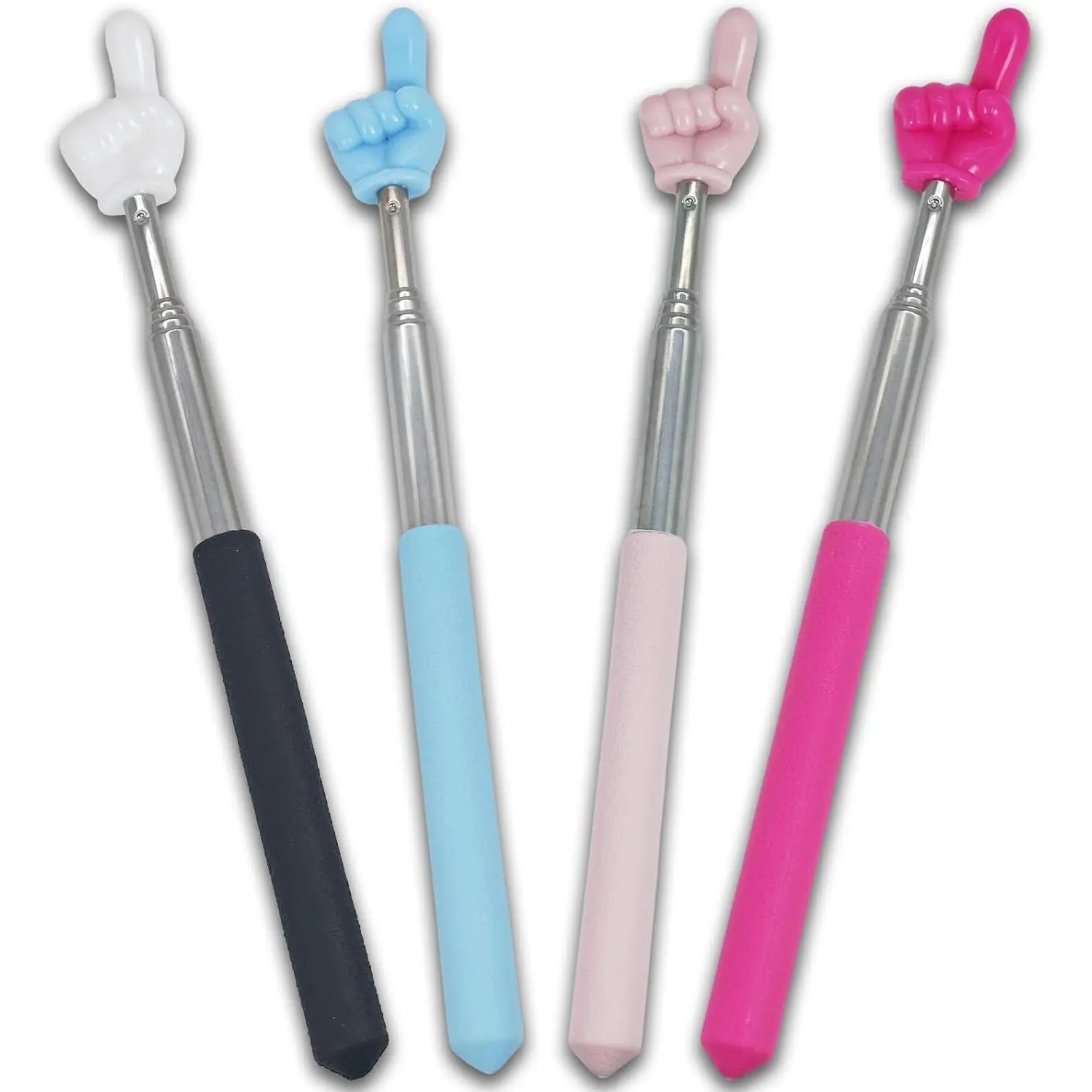 4 count Telescopic Pointer Stick - Retractable Teacher Pointer for Classroom, Extendable Reading Pointer for , Bright Colored Presentation Pointers