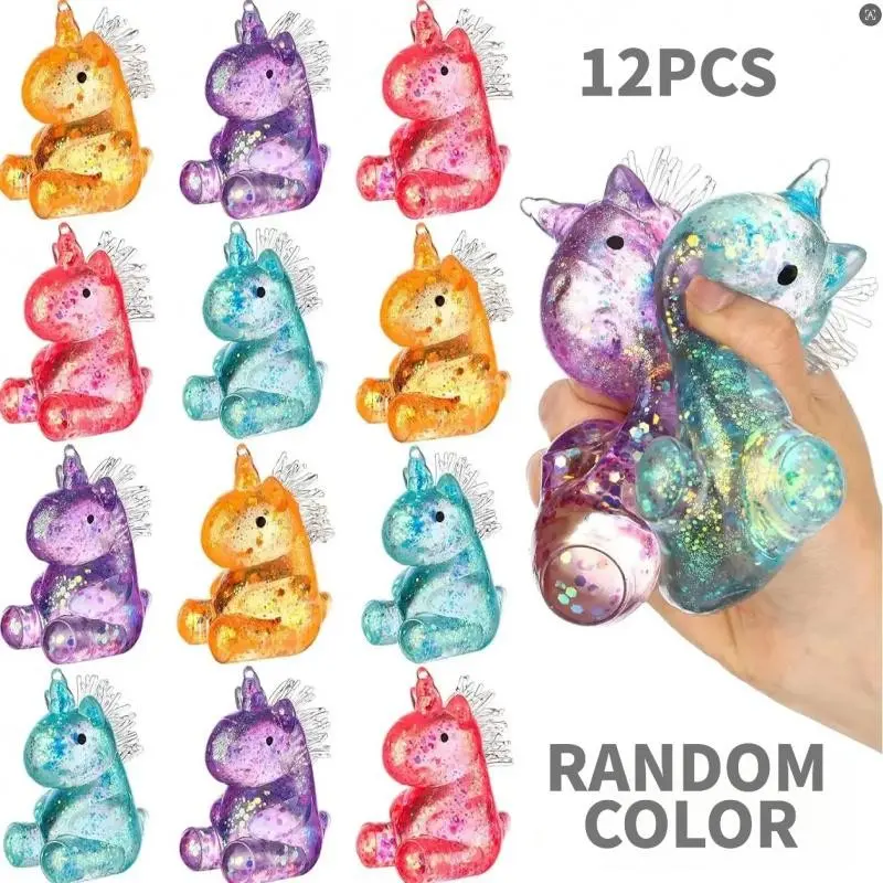 12-Pack Unicorn Mallow Stress Balls, Stress Ball Squishy, Random Colors, Adult & Kids Sensory Relief Toys, Soft Gel Party Gifts, Anti-Anxiety Hand Press Relaxation, Stress Balls Set