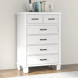 Modern 6-Drawer Dresser for Bedroom – Tall Chest with Metal Handles, Spacious Storage for Closet, Kids Room, Living Room, Hallway – Easy Assembly, Space-Saving