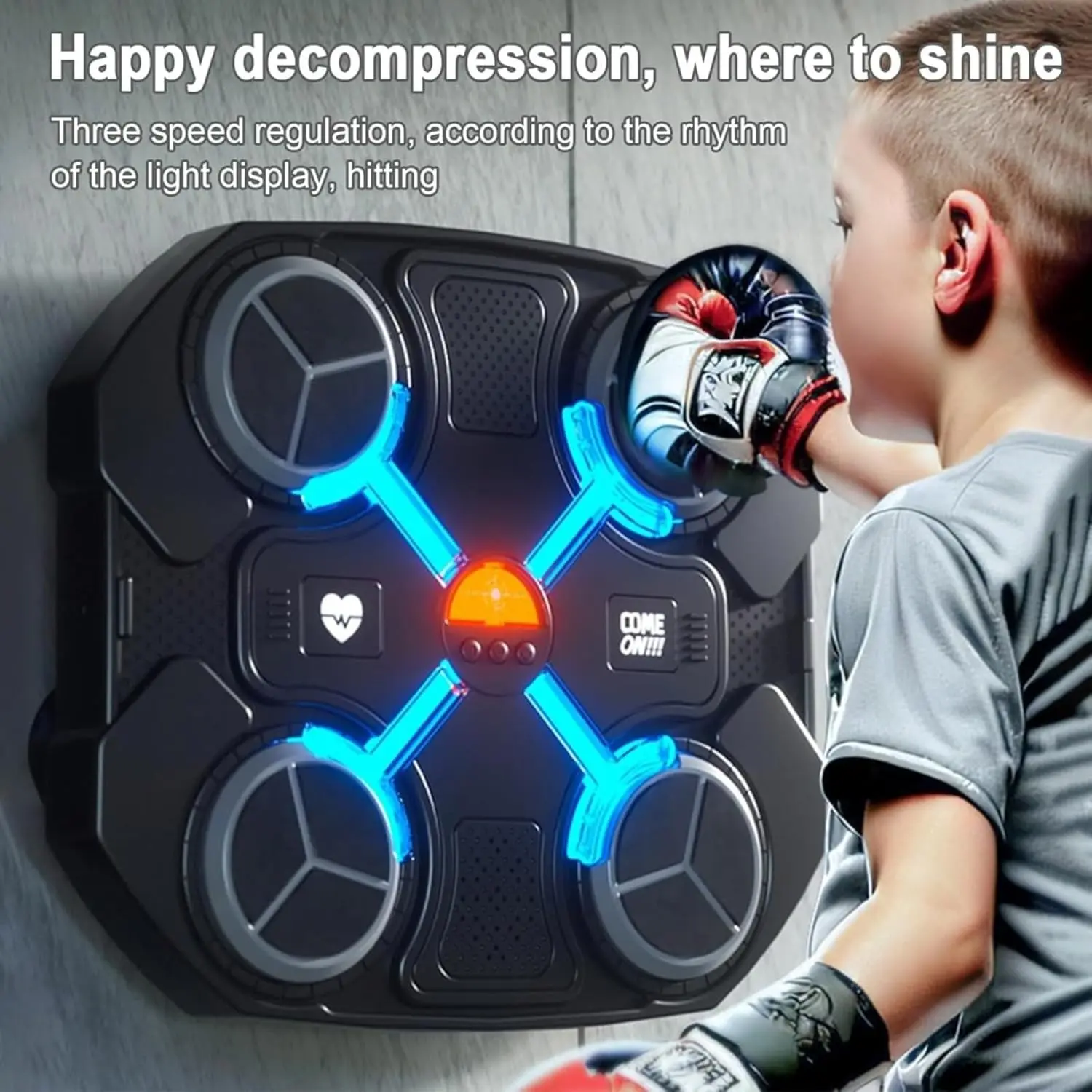 Smart Wall-Mounted Boxing Trainer with LED Lights and Music Game, Fun Home Fitness Equipment, Ideal Gift, Indoor Adult Electronic Target