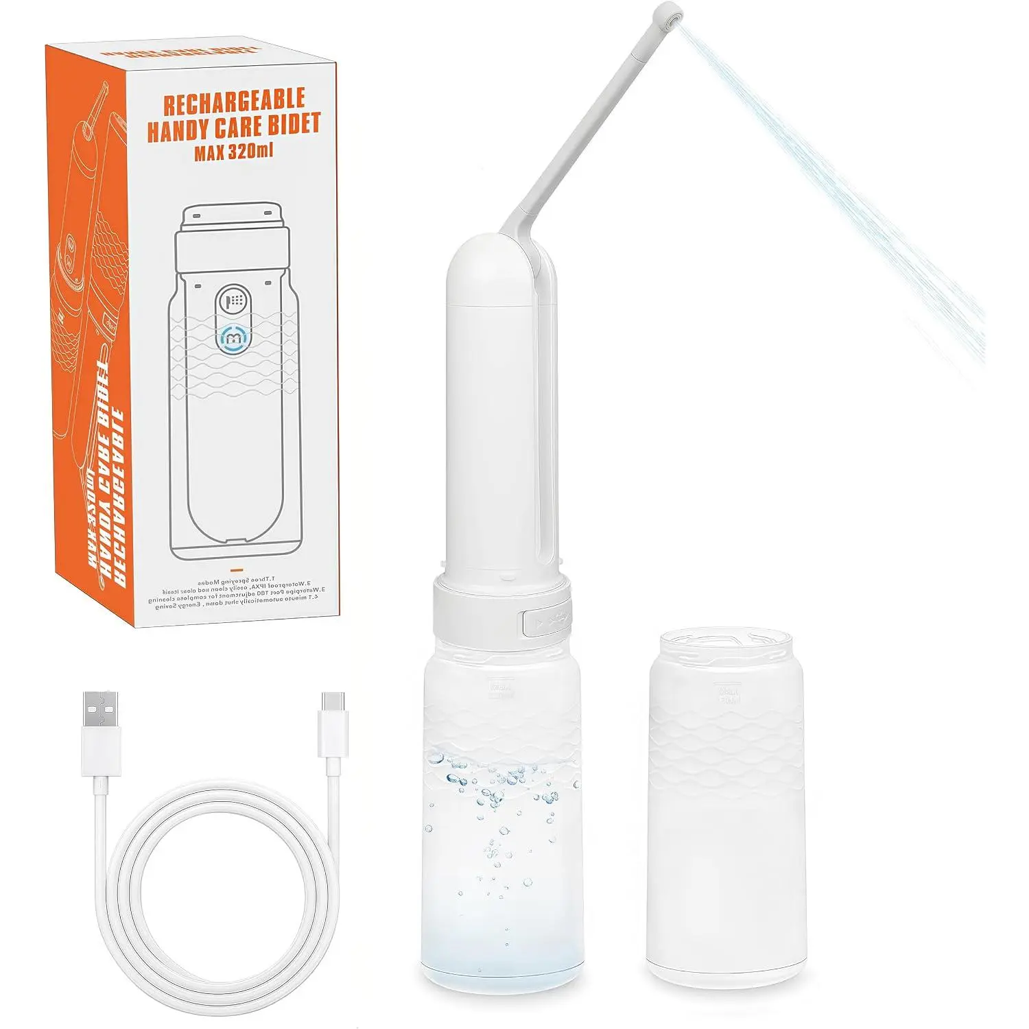 Portable Bidet for Travel,320ML Electric Rechargeable Bidet Handheld |  Pocket Toilet Bottle Sprayer 3 Modes Cordless Personal Hygiene  Care Camping Women Men  Cleaning