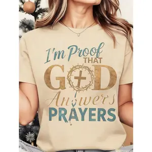 I Am Proof That God Answers Prayers Christian Faith Statement Shirt For Women Religious Inspiration Wear Spiritual Message Top