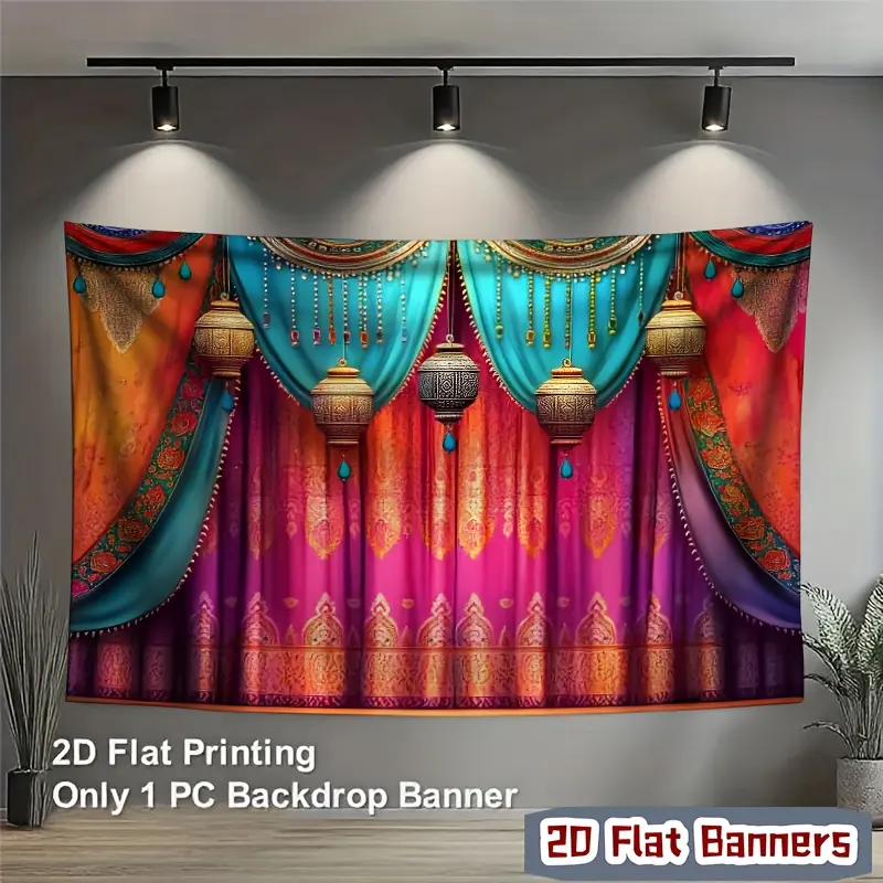 Vibrant Indian Theme Cloth Backdrop - Traditional Bollywood Cultural Decoration, Wedding Celebration Wall Hanging, Photo Booth Prop for Room Festive Supplies