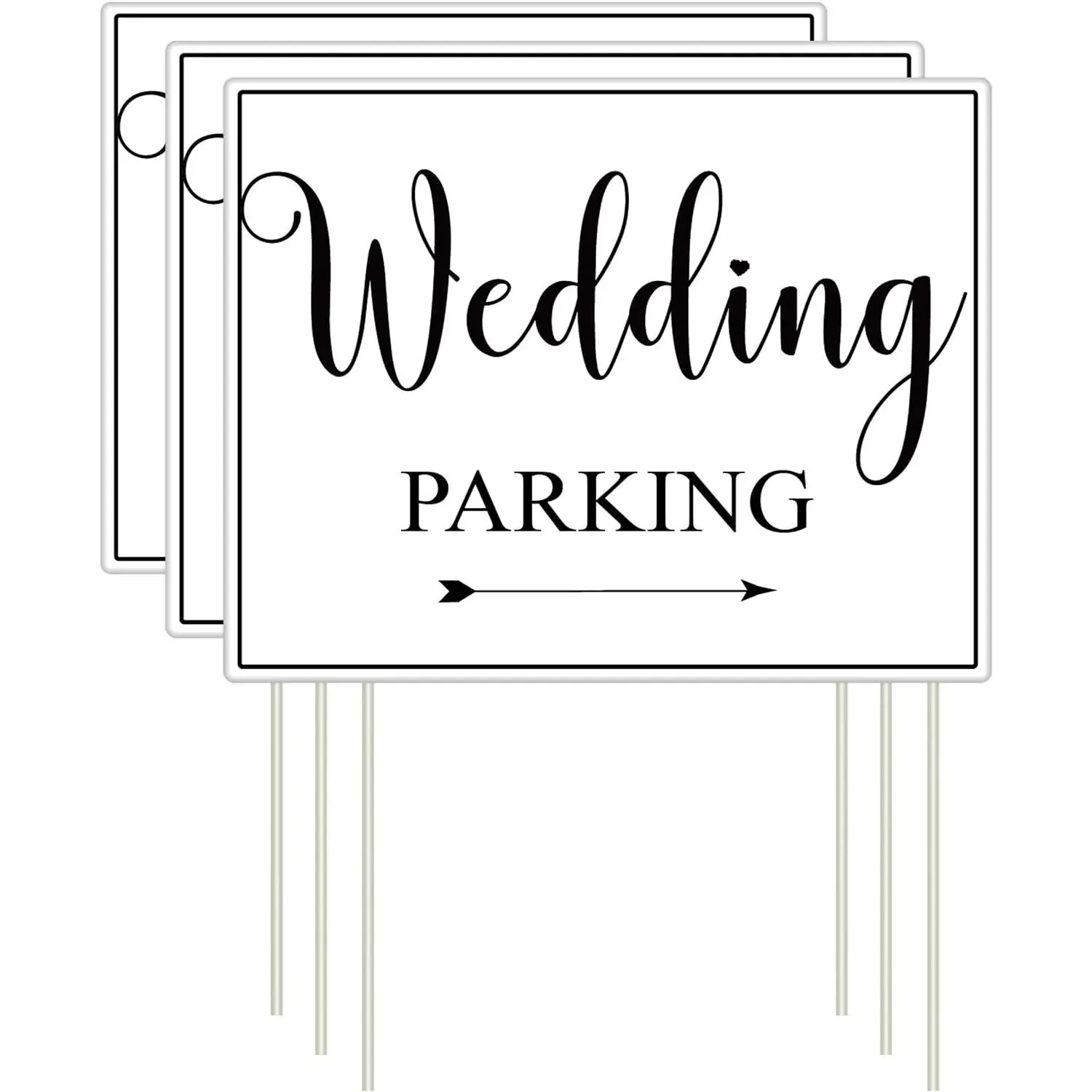 3 count Double Sided Wedding Directional Signs 14.37 x 11.22 inch | Corrugated Plastic Ceremony Reception Signage,Parking This Way  Markers for Indoor Outdoor Wedding Decor