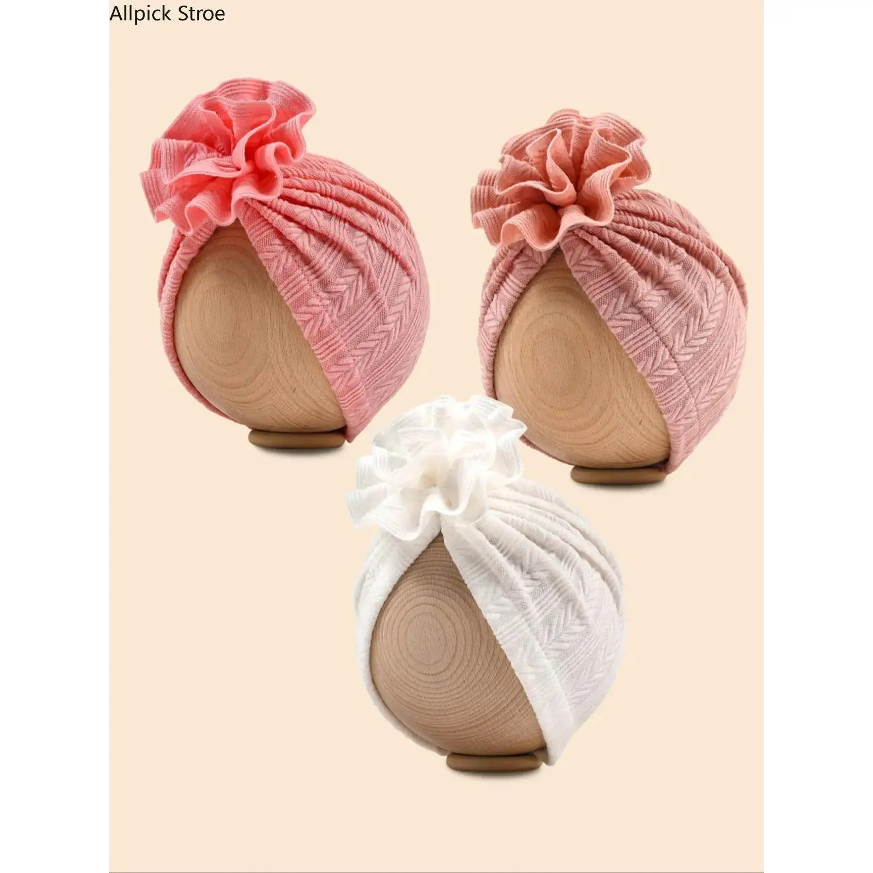 3PC Cute Baby Hat, Soft Comfortable High Elasticity Baby Hat, Newborn Infant Kids Hat for Indoor & Outdoor Wear, Baby Bonnet, Bunny Bonnet, Bonnet With Bunny Ears