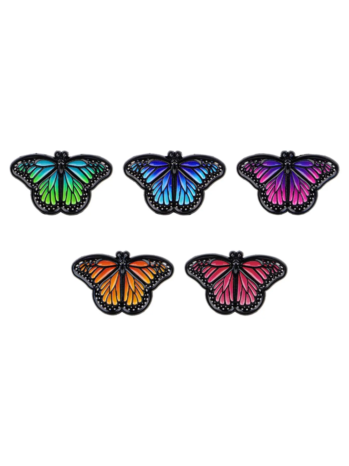 5pcs/set Vibrant Butterfly Enamel Pins, Fashion Zinc Alloy Badges, Backpack and Clothing Accessories, Perfect Gift for Friends