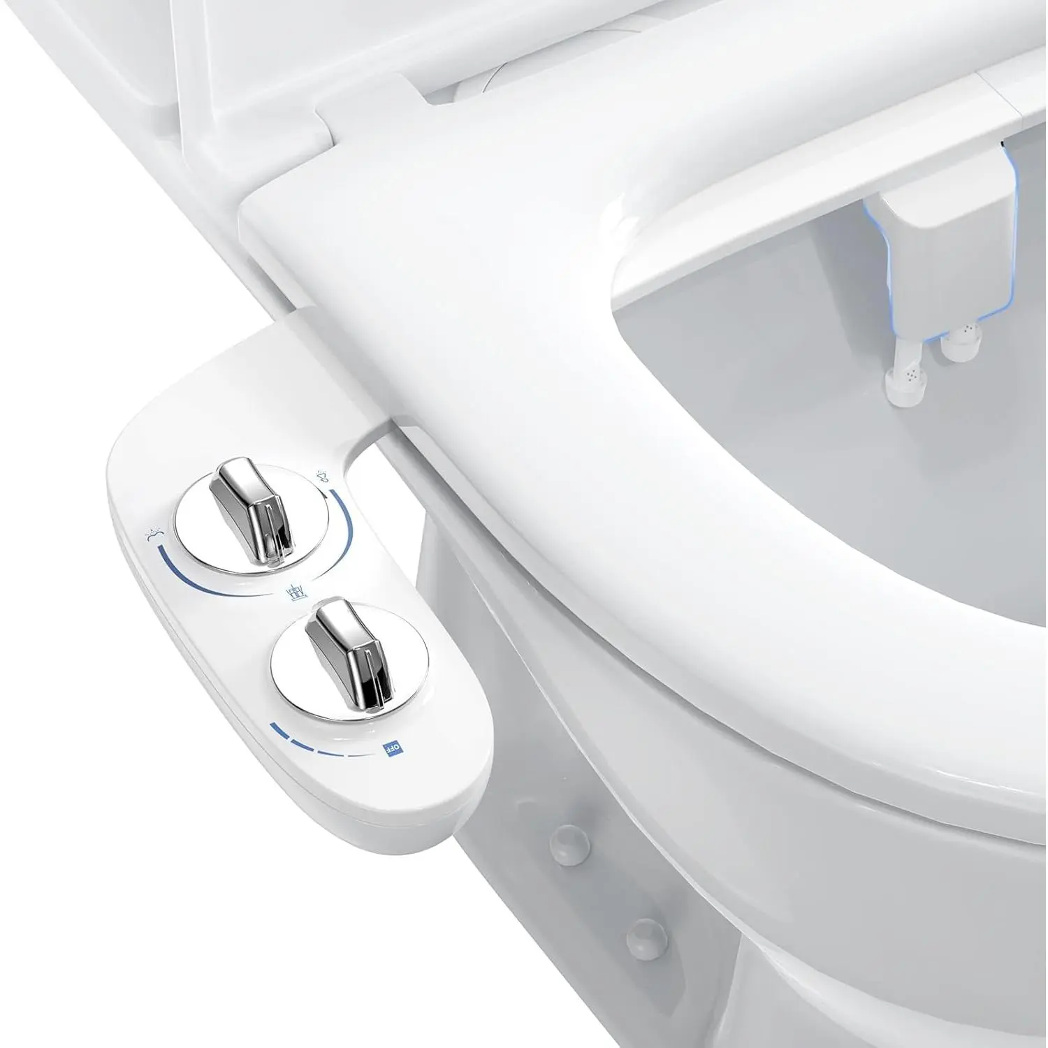 Gaomon Toilet Bidet Attachment, Non-Electric Dual Nozzle (Feminine/Bidet Wash), Self-Cleaning Fresh Cold Water Sprayer Bidets for Toilets with Adjustable Water Pressure (Dual Knob, Chrome)