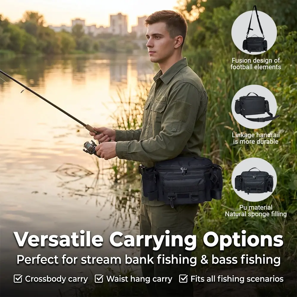 Multifunctional Lure Bag, Outdoor Fishing Shoulder Crossbody Bag, Durable Waterproof Fishing Gear Bag, Large Capacity Tool Bag