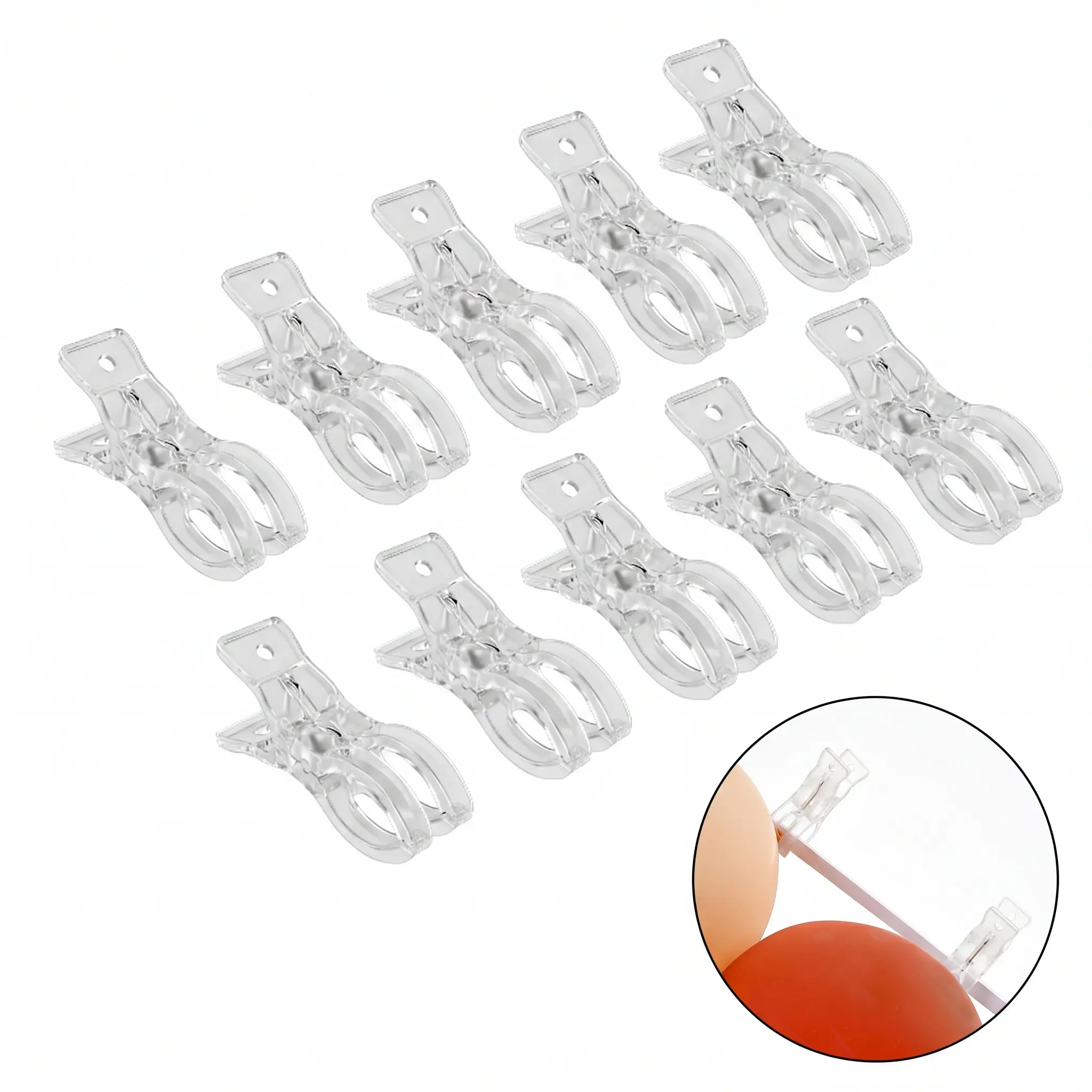 10Pcs Clear Transparent Balloon Arch Clips 3.5 Inch Heavy Duty Spring Clamps for Birthday Wedding Balloon Garland Backdrop Photography Studio Woodworking Craft Decor -YY0