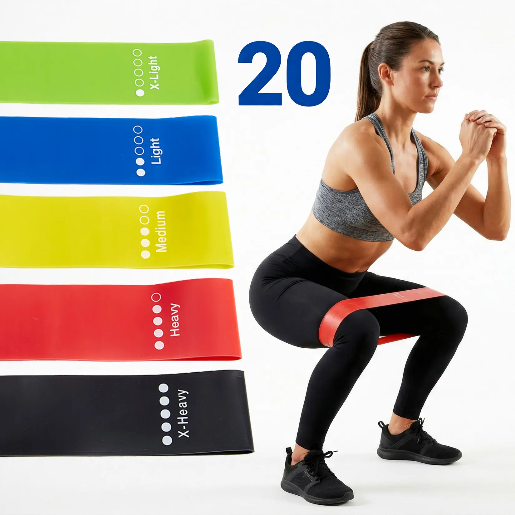 20 Pack Premium TPE Resistance Bands for Strength Training, Durable Elastic Workout Bands for Home Gym Yoga Pilates Physical Therapy