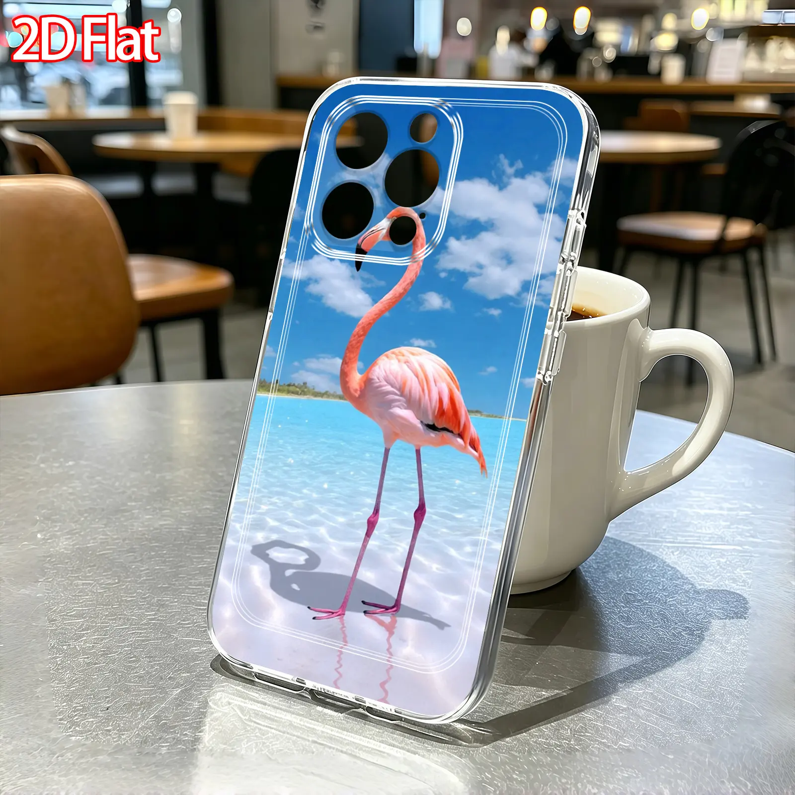 Beach Flamingo Clear Phone Case Anti Drop  for iPhone 17 16 15 13 Pro Max series and Galaxy A17 A16 A series