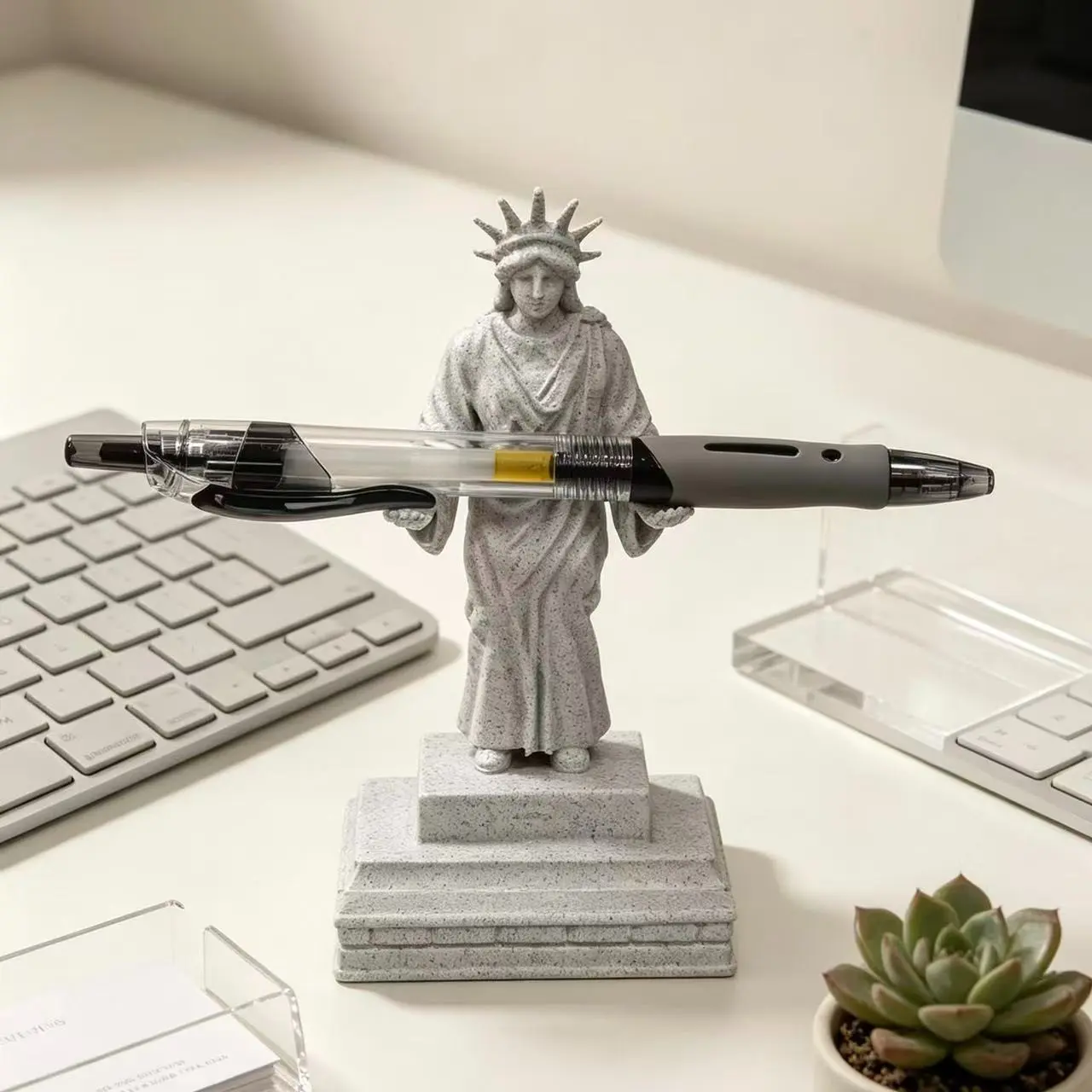 Creative 3D Printed Statue of Liberty Pen Holder, Pla Eco-Friendly Material, Desk Decor Gift, Office Learning Essential, Unique Stylish Item