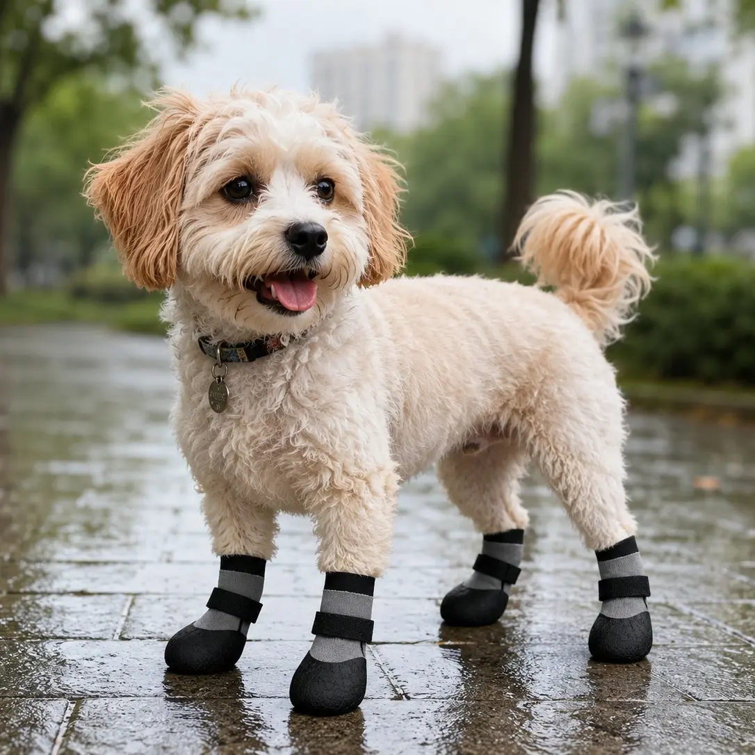4pcs Dog Boots, Non-Slip Soft Sole Durable Pet Shoes, Waterproof for Shiba Inu, Poodle, Corgi, Rainy Day Pet Footwear