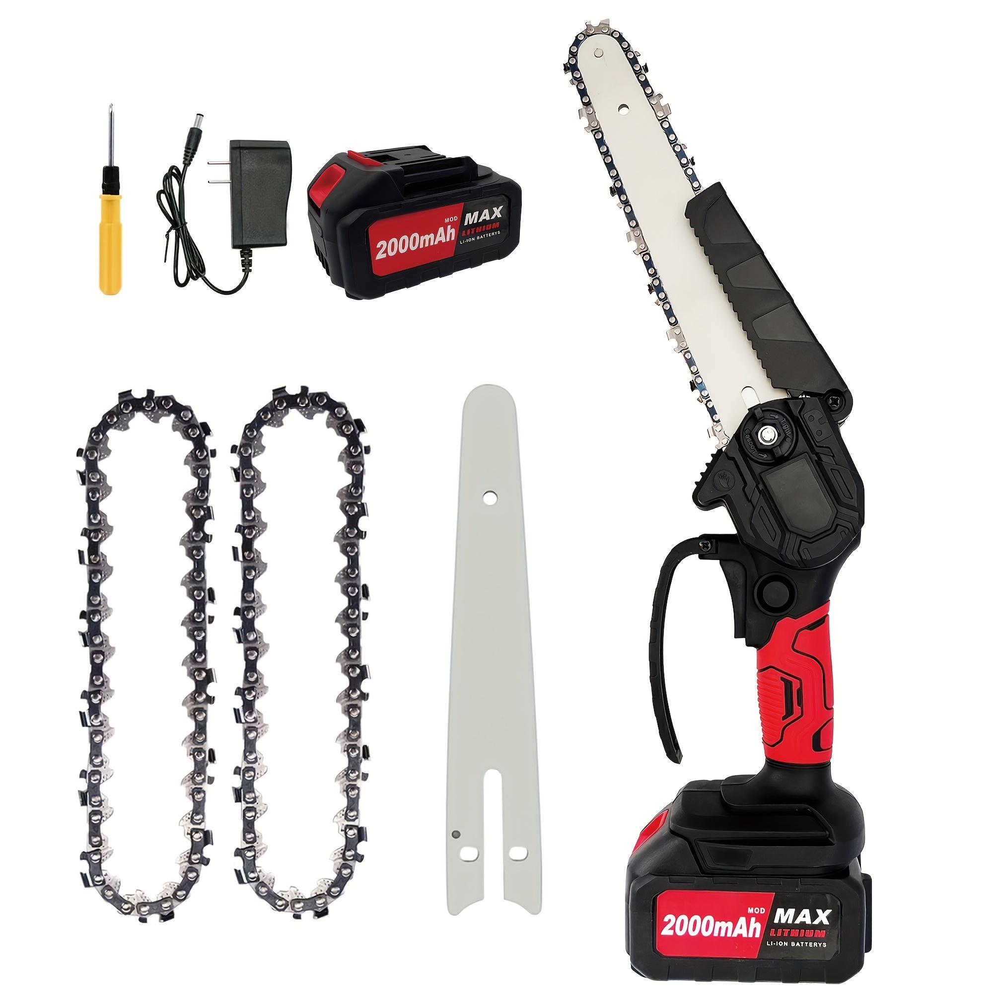 Mini electric chainsaw, cordless chainsaw, tool set for men, 8inch electric chainsaw, with tool box, portable handheld saw, used for tree pruning, wood cutting, gardening tool gift, Halloween and Christmas gift