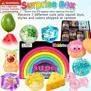 7PCS Surprise Box Creative Multi Shape Squishy Sensory Play Squeezing Toy Set, Random Color Style Soft Touch Sensory Pressure Ball, Suitable for Small Exquisite Hand Toys for Children's Party Supplies and Desktop Decorations