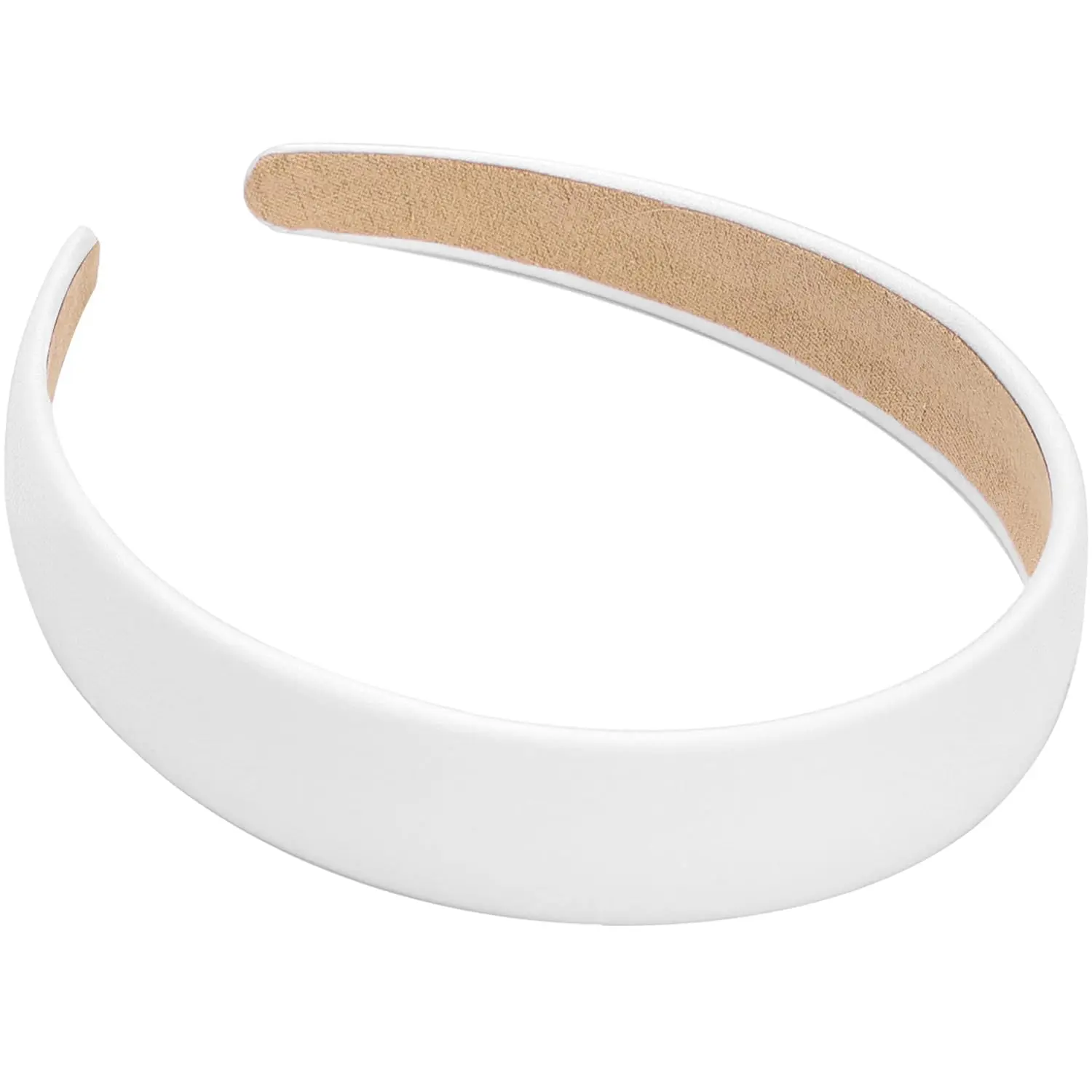 Women's 1-in PU Leather Wide Padded Headband - Fashionable, Holiday DIY Hair Accessory (White)