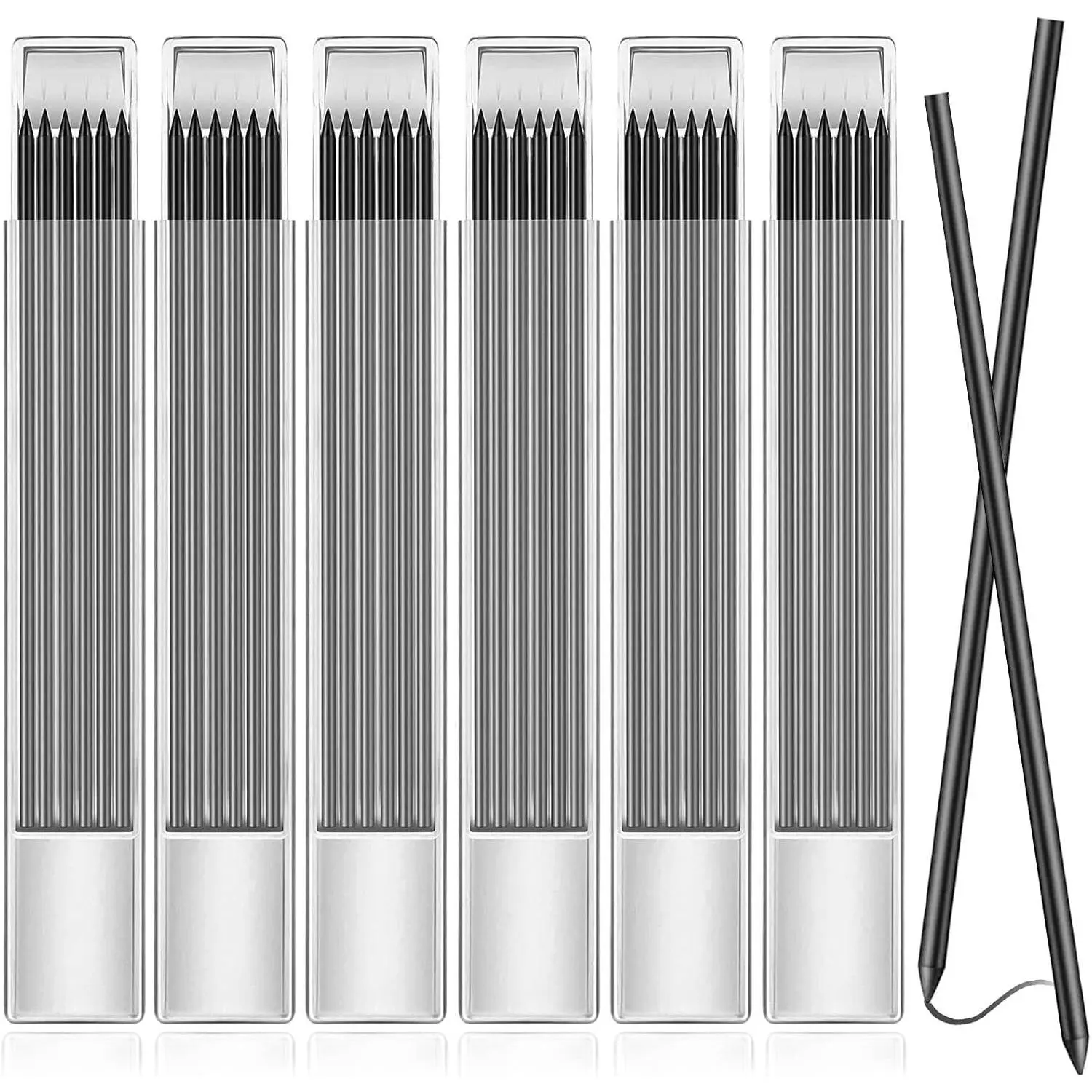 36 Pcs 2.8mm Pencil Lead Refills for Carpenter Pencil Solid Deep Hole Mechanical Construction Pencils Replacements Study Leads for Architect Woodworking Marking Scribe Tools, Black