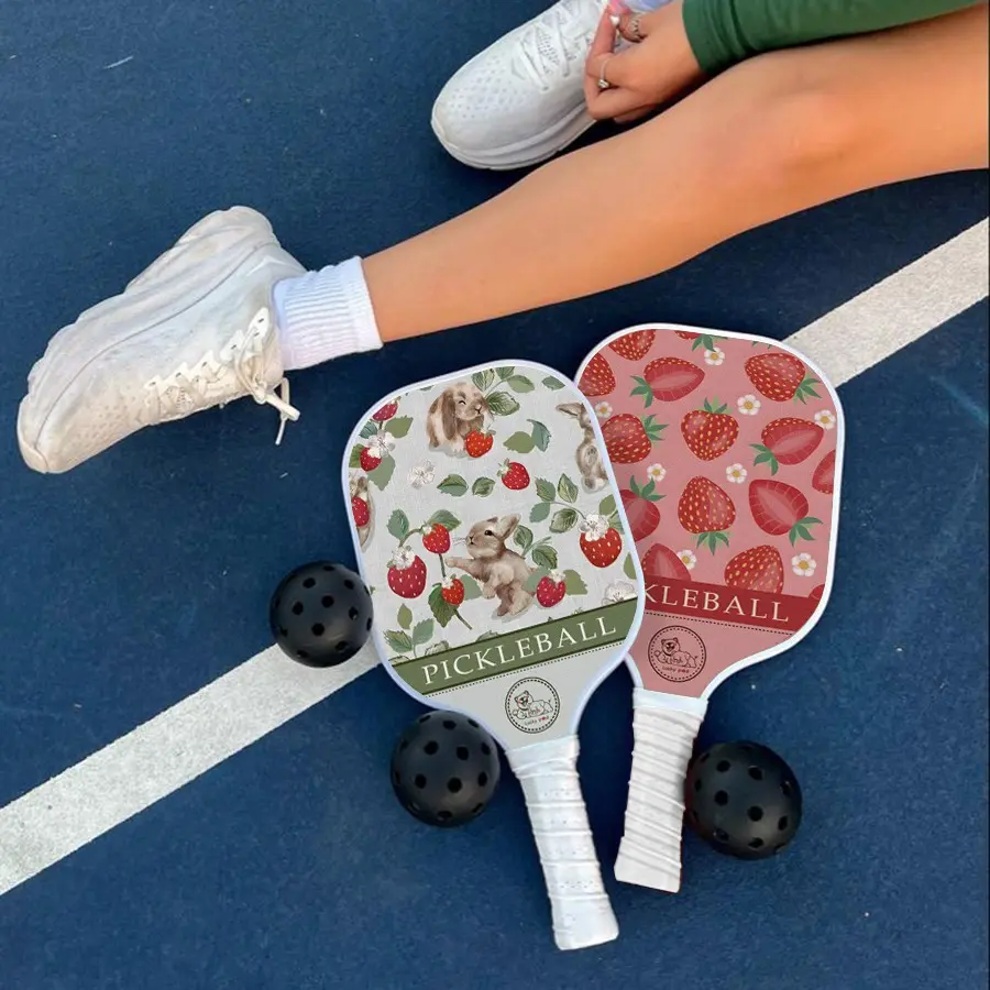 Pickleball Paddle Set with 2 Balls Trendy Pattern Pickleball Paddle Set Lightweight Pickleball Racket for Adults & Beginners