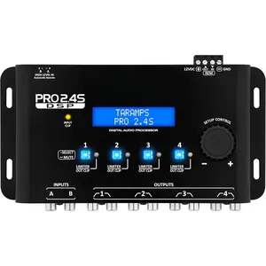 Pro 2.4S DSP Crossover full Digital Signal Processor and Equalizer with sequencer 15-band Graphic Equalization 12 preset EQ 2-Channel in and 4-Channel Out