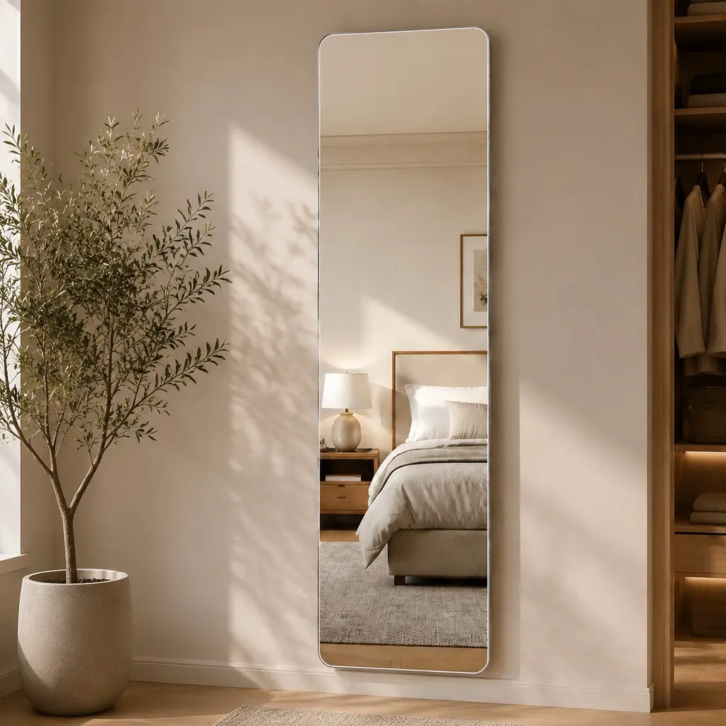 ARCH 59x16 Inch Full Length Wall Mirror, 5mm Copper-Free Silver Glass, Shatter-Resistant Backing, Clear Glass, Modern Design, Wall Mounted for Bedroom, Closet, Entryway