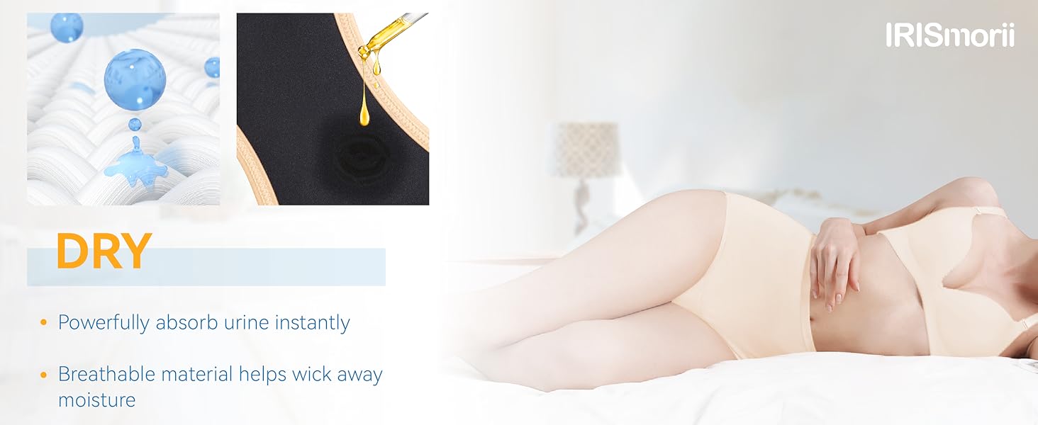 Urinary Incontinence Postpartum Underwear for Women Washable Leak Proof Odor Control 56ml Absorbency Brief 1 Pack (Brown, XL)