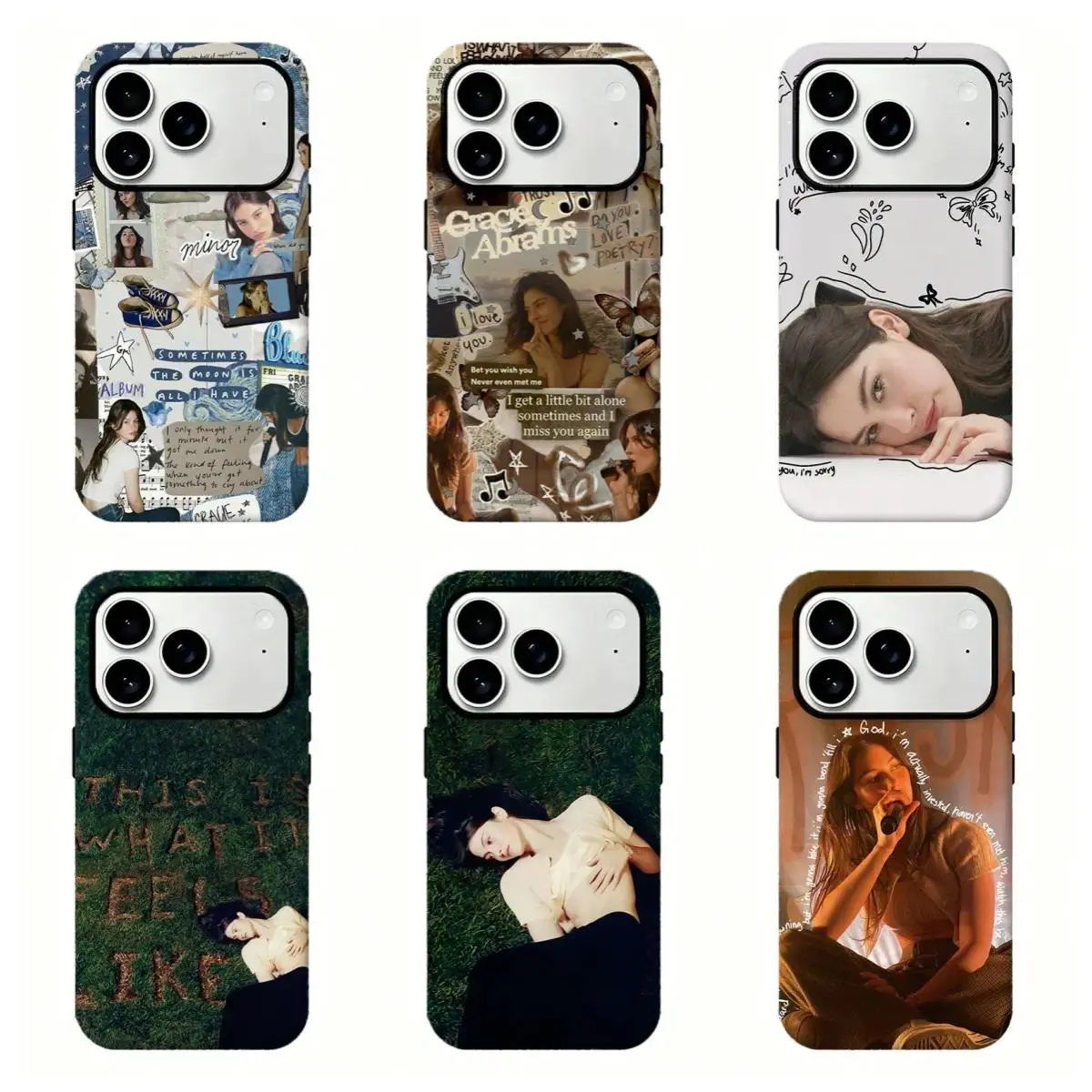 Gracee Abrams Album Collage Print Phone Case - Singer Lyric Aesthetic Durable Polycarbonate Shell, Shockproof Resistance Mobile Phone Accessory for iPhone 11-17 Pro Max/Plus & Samsung Galaxy S23-25, Accessories
