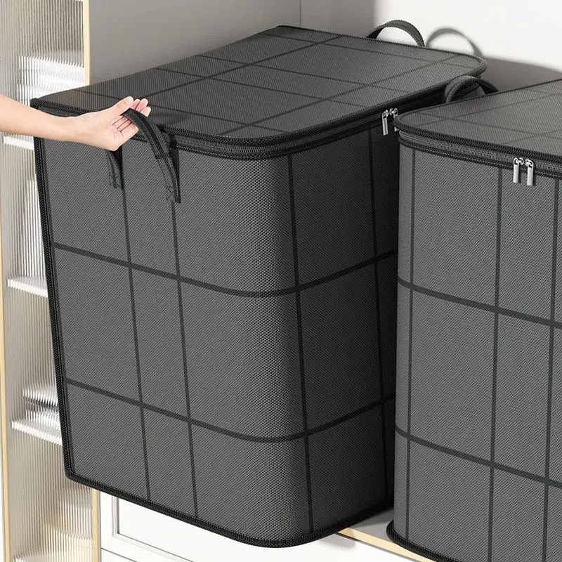 Thick Composite Material Foldable Storage Organiser Bag - Large-Capacity, Portable with Handle for Clothing Organization Storage, Quilts and Moving Needs