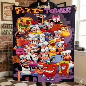 Pizza Tower Blanket Flannel Bed Sofa Warm Cosy Throw Over Ultra Soft