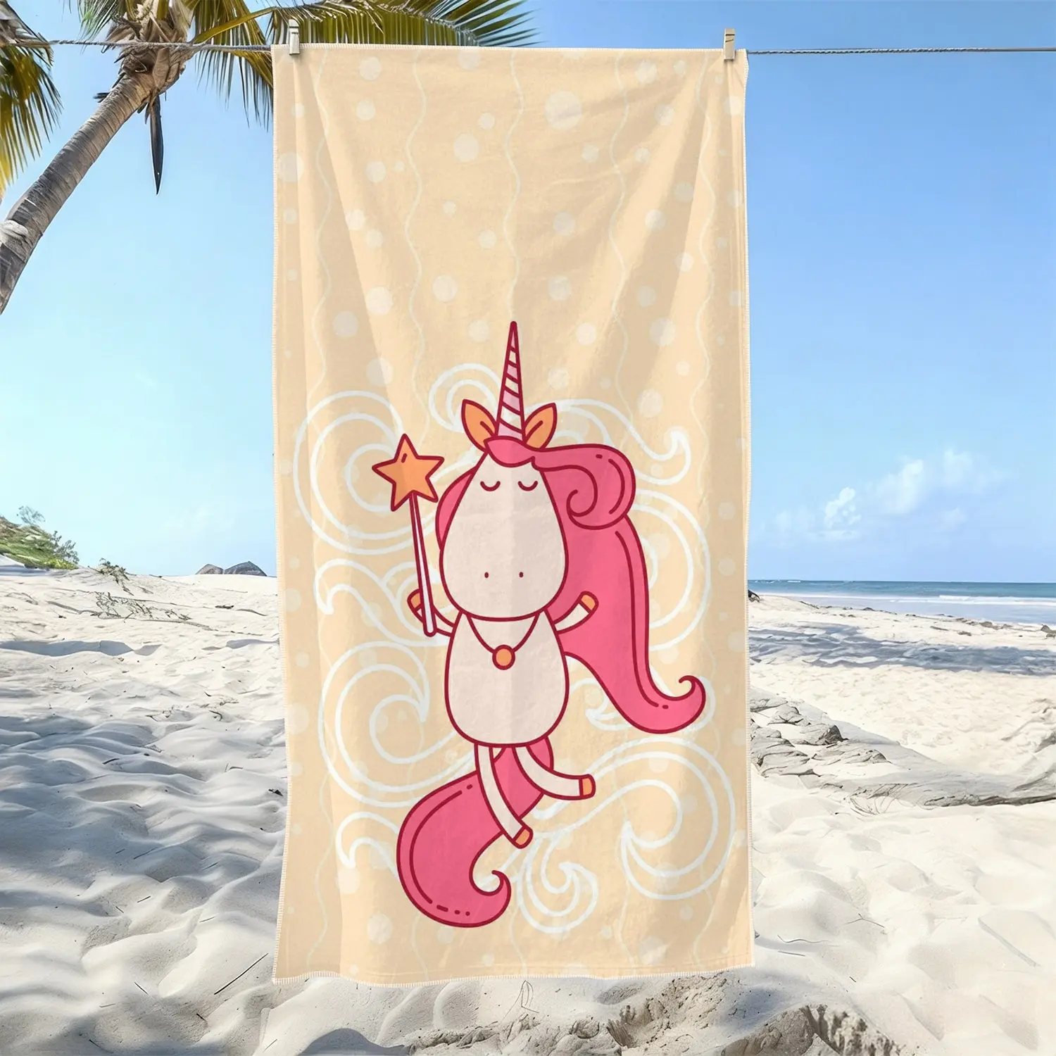 1pc, Cartoon Unicorn Style Soft Towel, Suitable for the Beach, Dreamy Printed Pattern, Microfiber Bath Towel, Quick-Drying, Super Absorbent, Suitable for Seaside Vacations, Pool Parties, Beach Leisure Scenes, Ideal Gift for Best Friends and Birthday