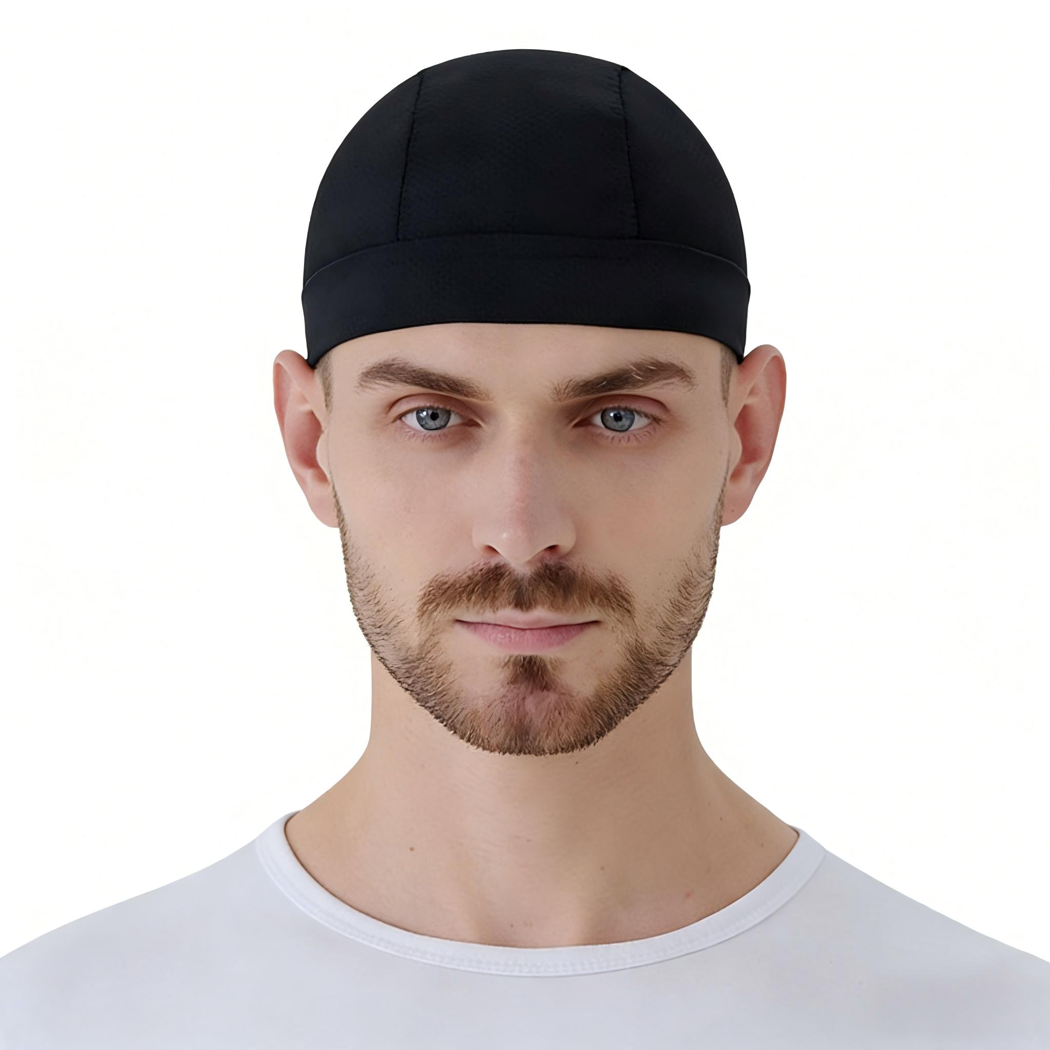 Black Cycling Skull Cap, Windproof Breathable Bike Helmet Liner for Men & Women