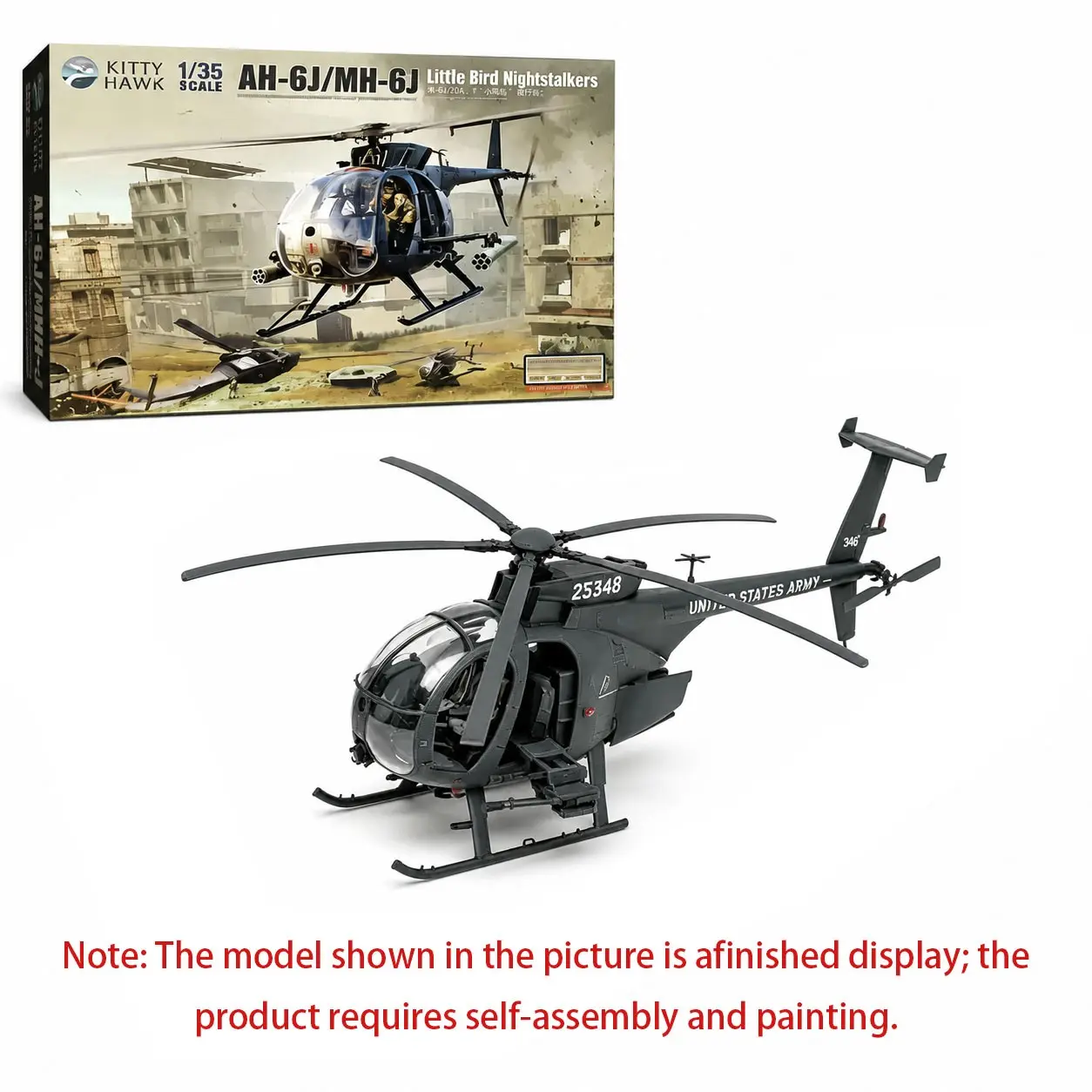 Kitty Hawk 50003 1/35 Scale Ah-6j/mh-6j Nightstalkers Model Kit, Detailed Military Aircraft Hobbyist Gift, No Figure Included, Collectible Model