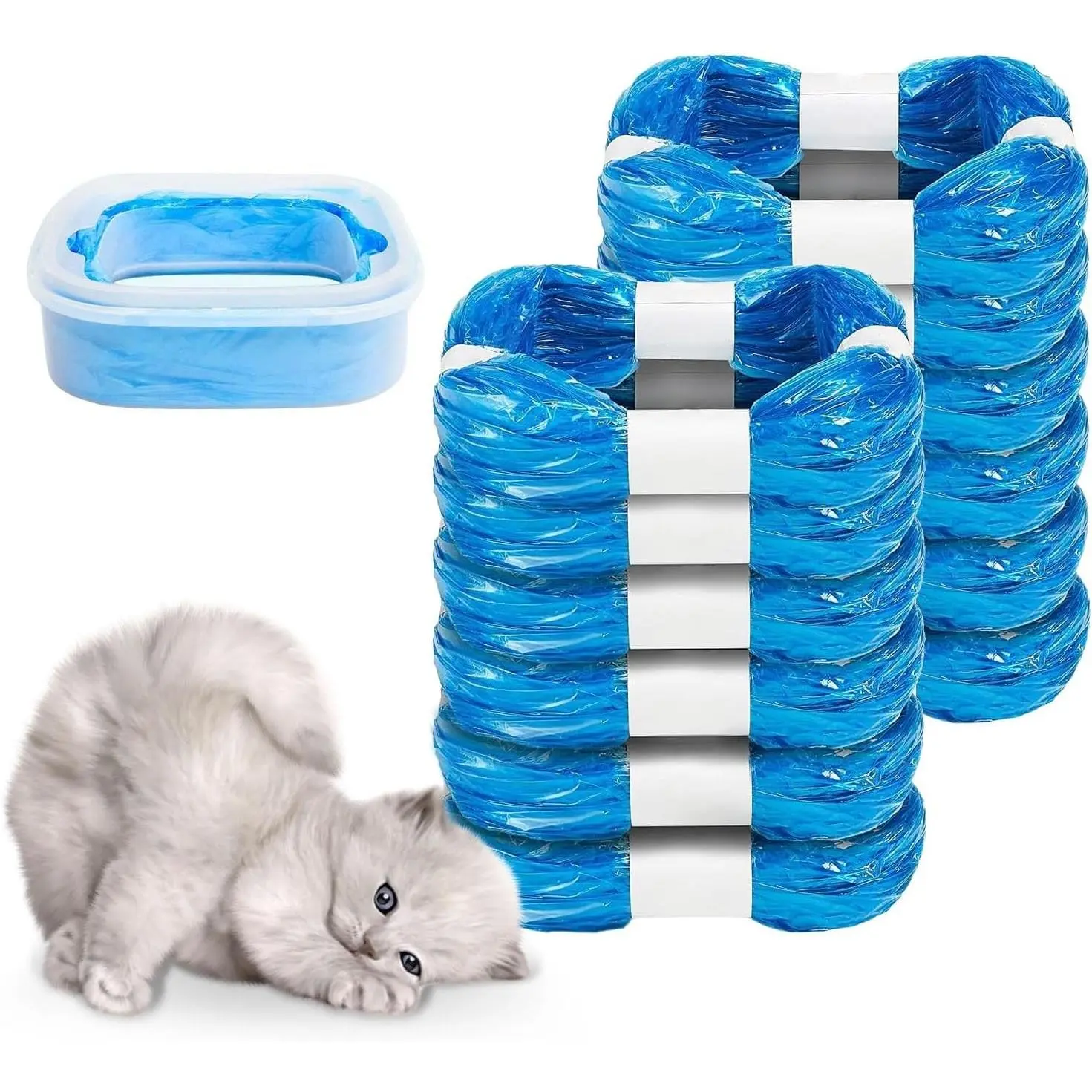 12 Pack Scented Blue Cat Litter Refills, Compatible with Genie Cat Litter Bag Refills