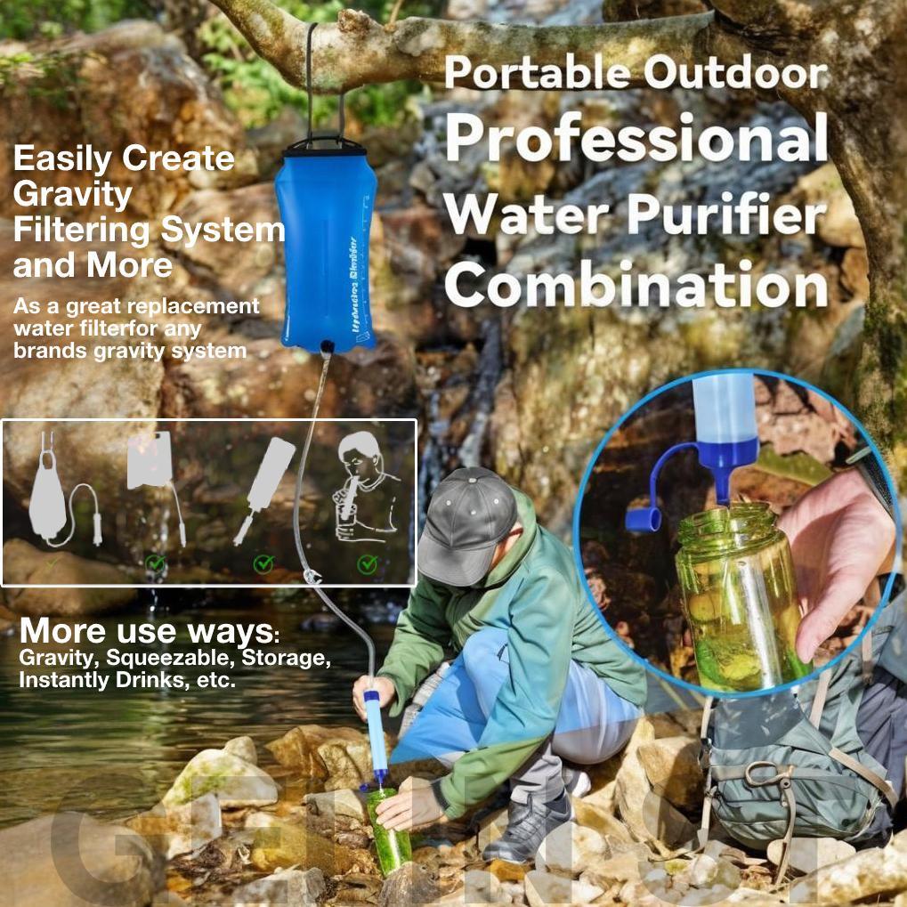 Outdoor Water Filter, Straw Water Filter, Portable Water Filter, Emergency Survival Water Purifier for Prepper Emergency Equipment Camping Supplies Hiking Camping
