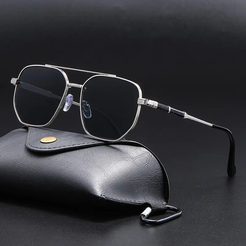 Classic 70s-90s Style Aviator Sunglasses for Men, Retro Metal Frame with Double Bridge and Polarized Lenses for Driving & Sun Protection, Aviator Sunglasses Frames, Classic 70S-90S Style Men's Sunglasses