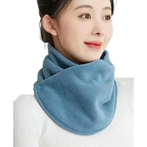 Neck Warmer Scarf Woman Thickened Warm Neck Gaiter with Two Buttons Riding Windproof Warm Scarf