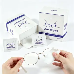 Lens Cleaning Wipes, 60 Sheets Per Box, Two Boxes, Pre-Moistened, Scratch-Free, Ideal for Glasses, Camera Lenses, Phones, Sunglasses, Laptops