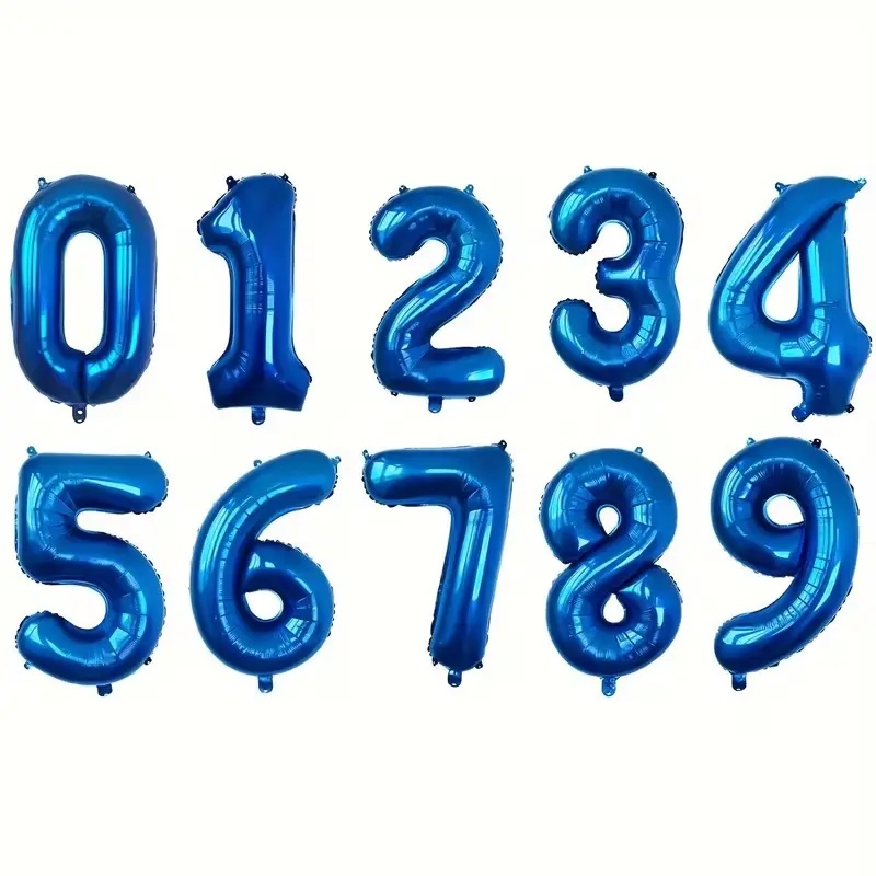 32-Inch Blue Aluminum Foil Number Balloon, Customizable 0-9 Numbers, Perfect for Birthday Parties, Holidays, Store Celebrations, Birthday Balloons, Birthday Decorations