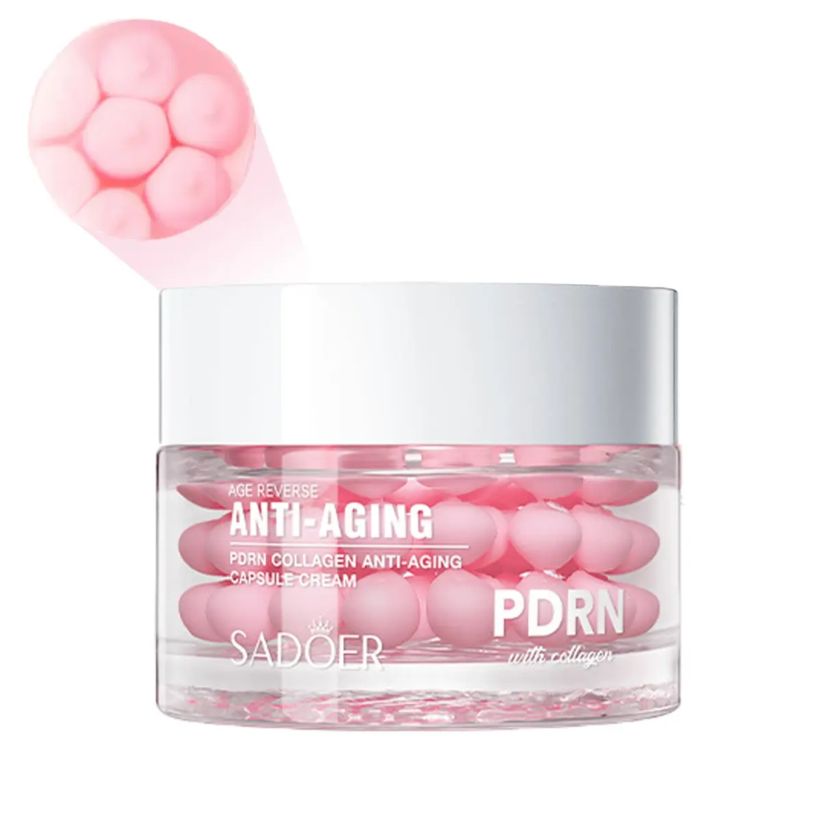 PDRN Pink Collagen Capsule Cream | Pink Boba Cream | Salmon DNA, Niacinamide for Uneven Skin Tone, Glow Hydration, Moisturizing